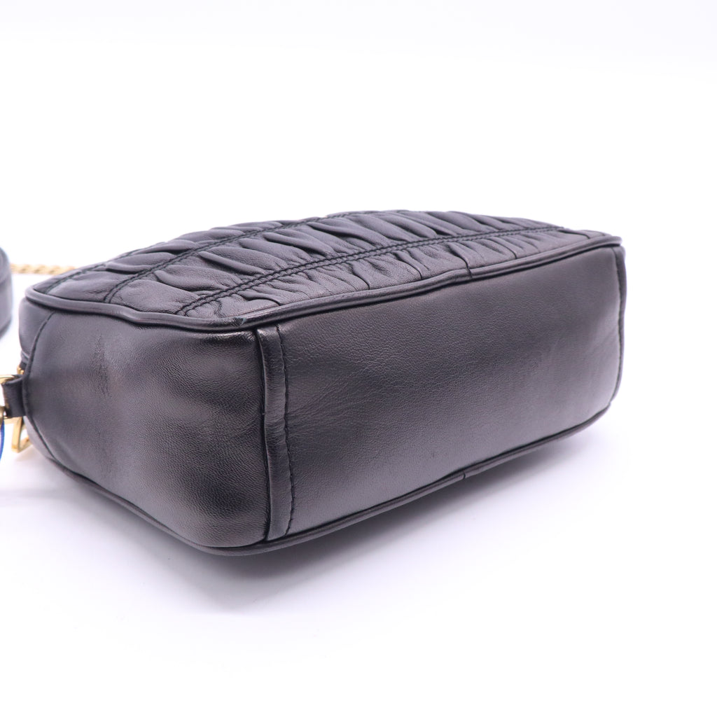 Prada Black Gaufre Leather Camera Shoulder Bag twins LDJ3535