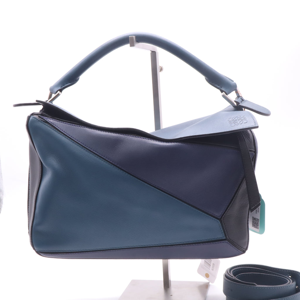 Puzzle Bag Leather Medium Stone Blue Twins B23328
