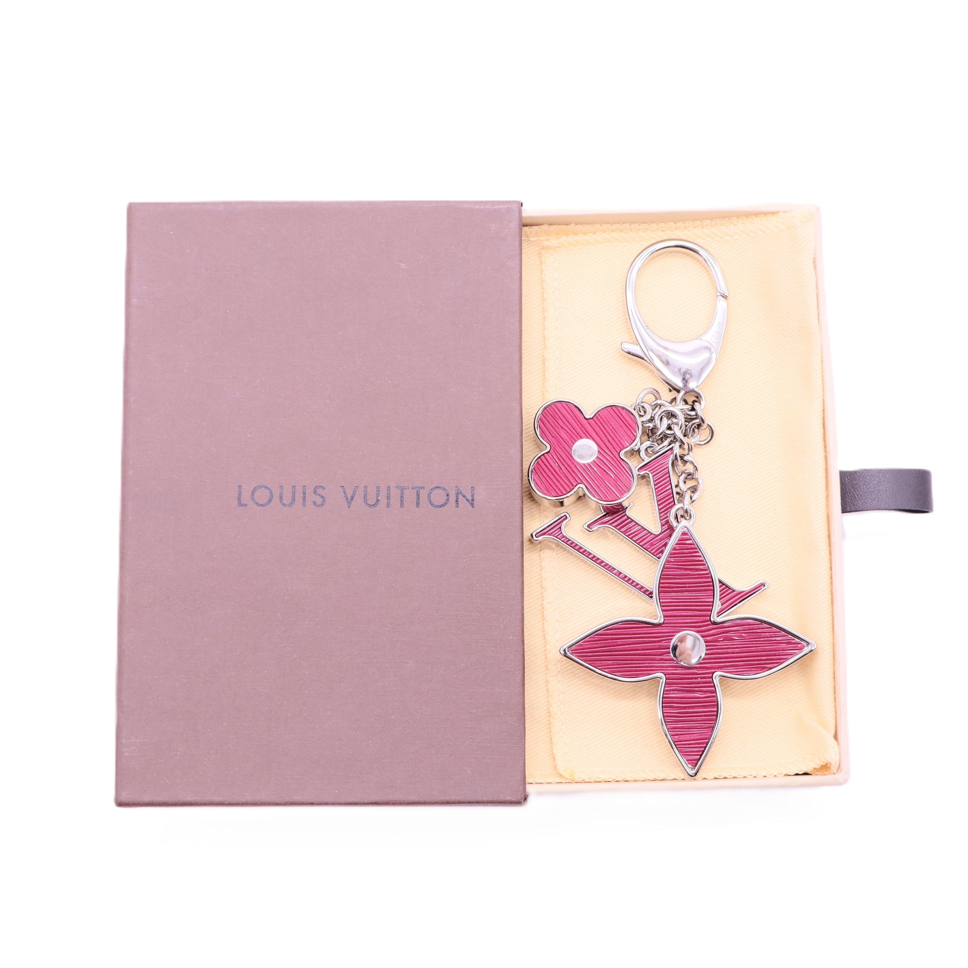 Louis Vuitton Fleur d Epi Bag Charm Fuchsia twins