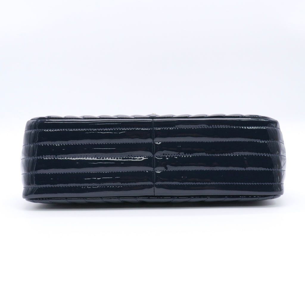 Patent Chevron Quilted Rectangular Flap Navy Blue twins