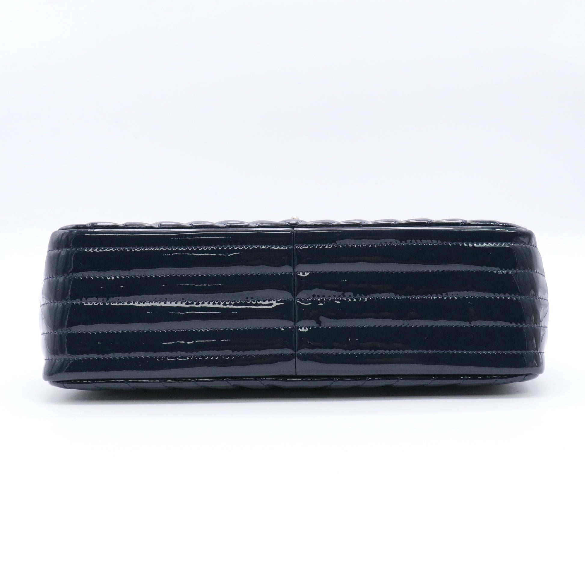 Patent Chevron Quilted Rectangular Flap Navy Blue twins