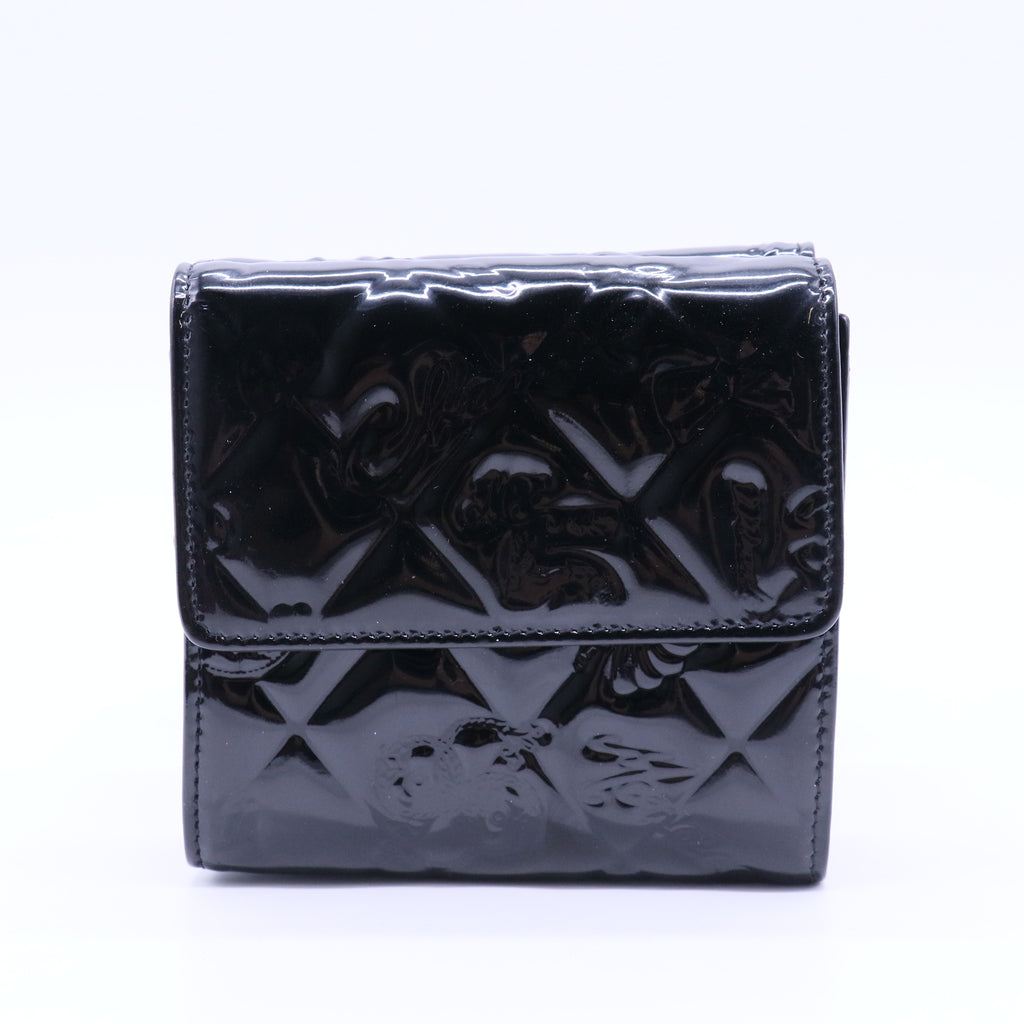 Chanel Trifold Flap Wallet Quilted Patent Compact twins