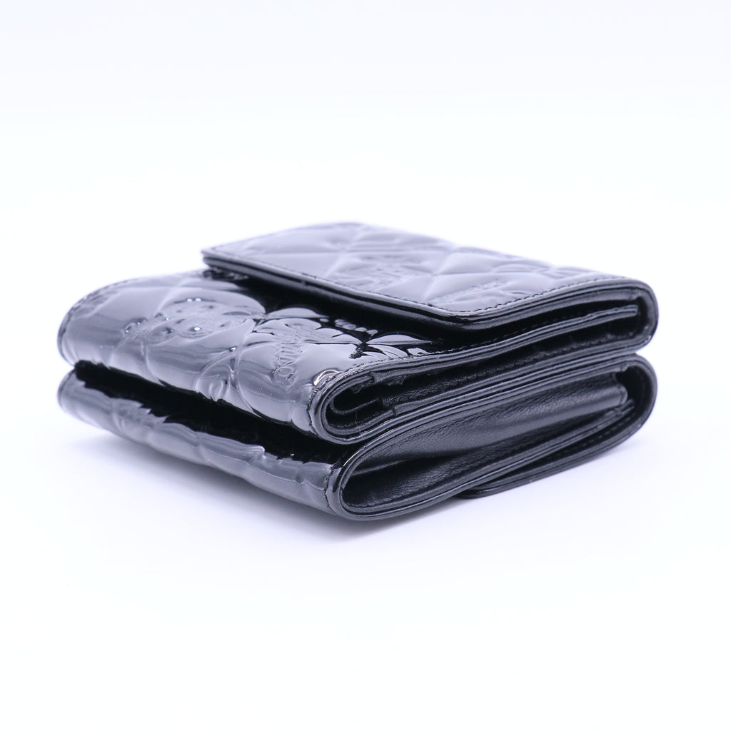 Chanel Trifold Flap Wallet Quilted Patent Compact twins