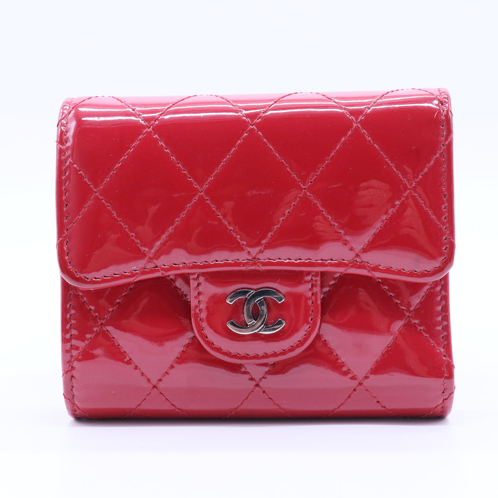 Chanel Classic Flap Card Case Rose Patent Leather Twins