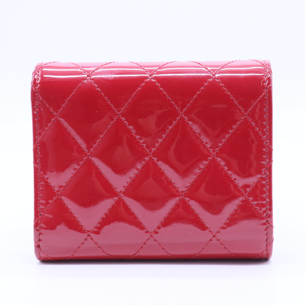 Chanel Classic Flap Card Case Rose Patent Leather Twins