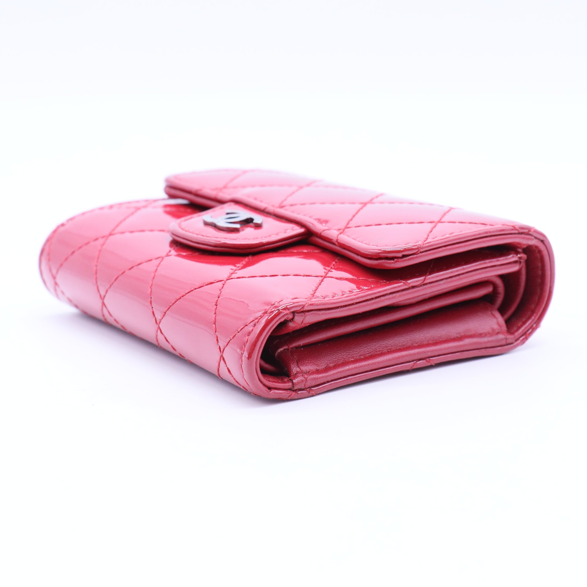 Chanel Classic Flap Card Case Rose Patent Leather Twins