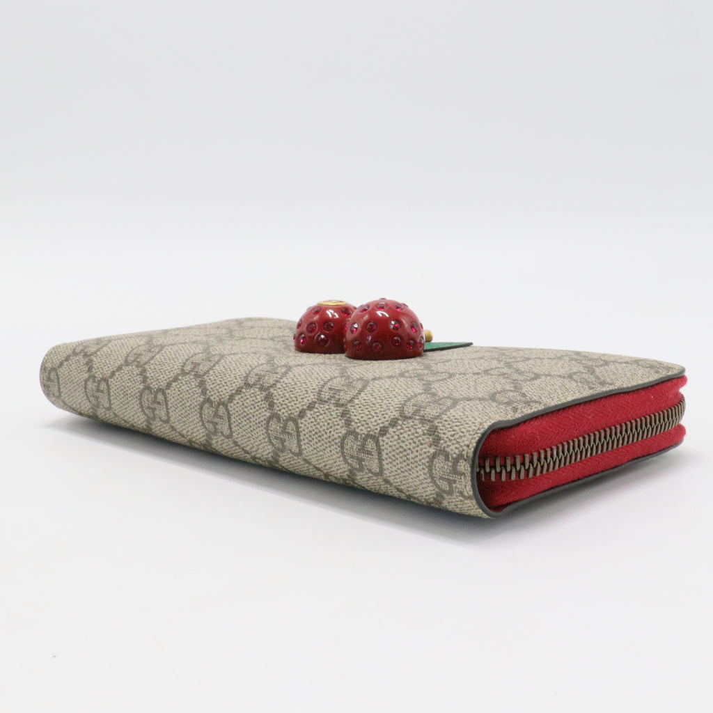 GG Supreme Monogram Cherries Zip Around