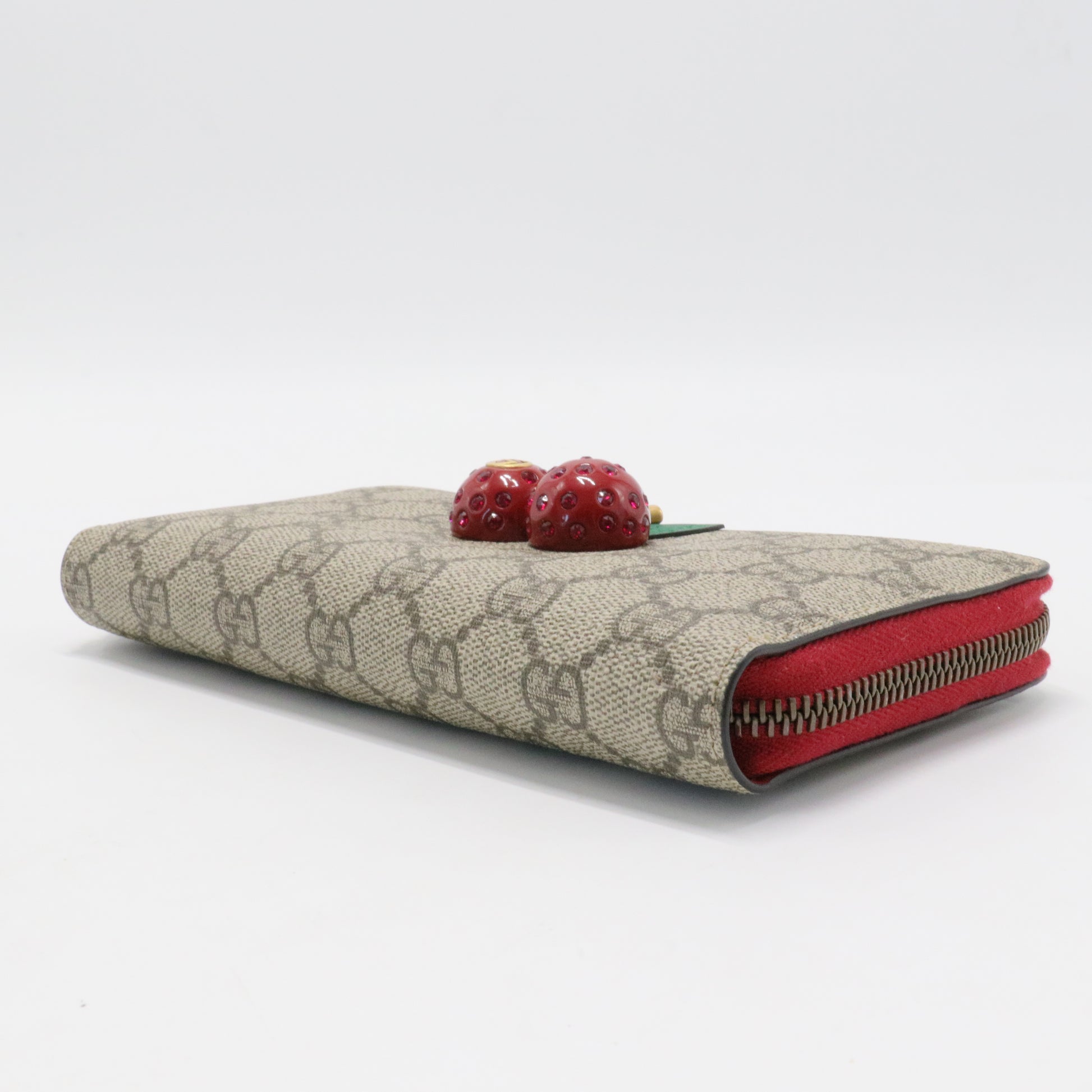 GG Supreme Monogram Cherries Zip Around