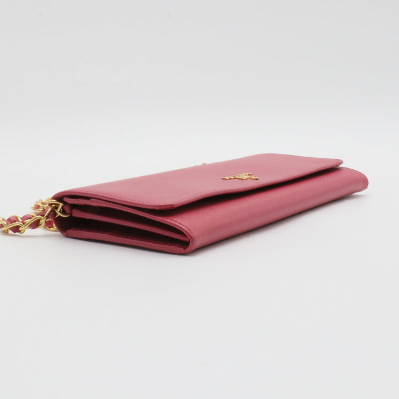 Wallet on Chain Saffiano Leather