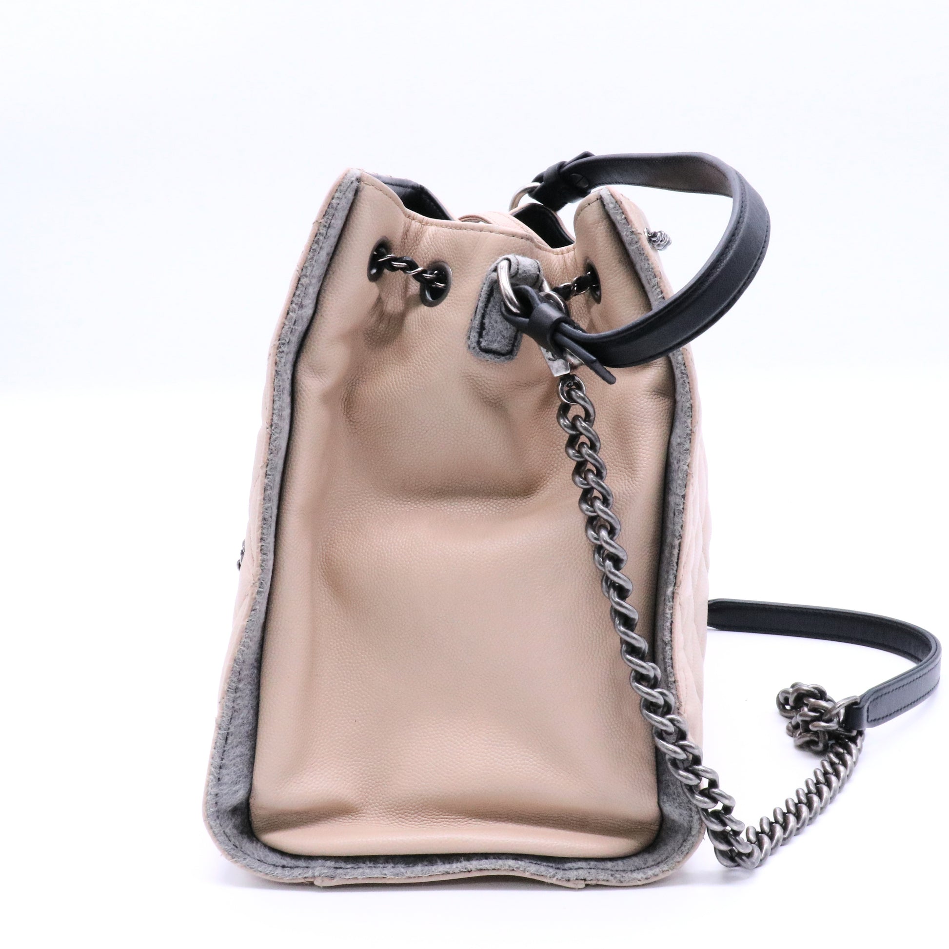 Chanel  Caviar Quilted Medium CC Bucket Bag Beige twins