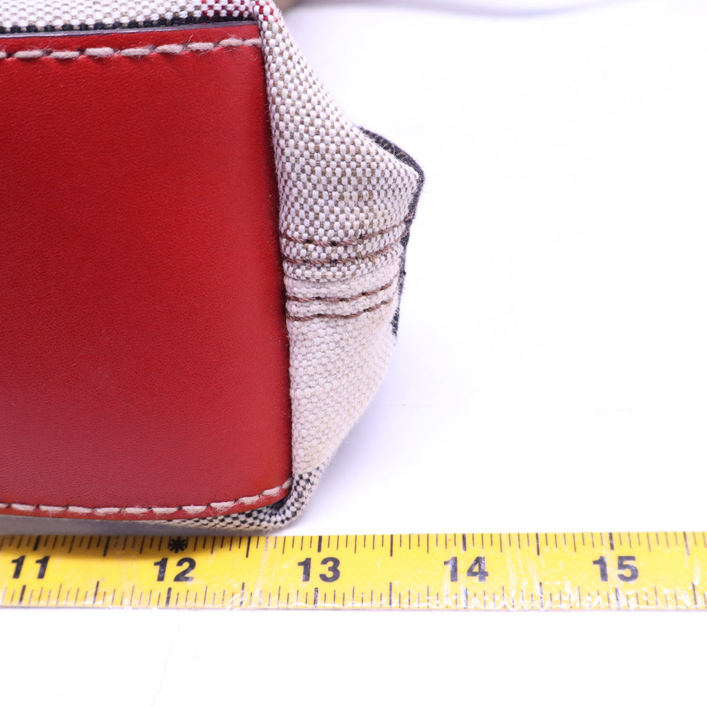 Burberry Canvas Mega Check Medium Tottenham Brit Tote Cadmium Red B21239