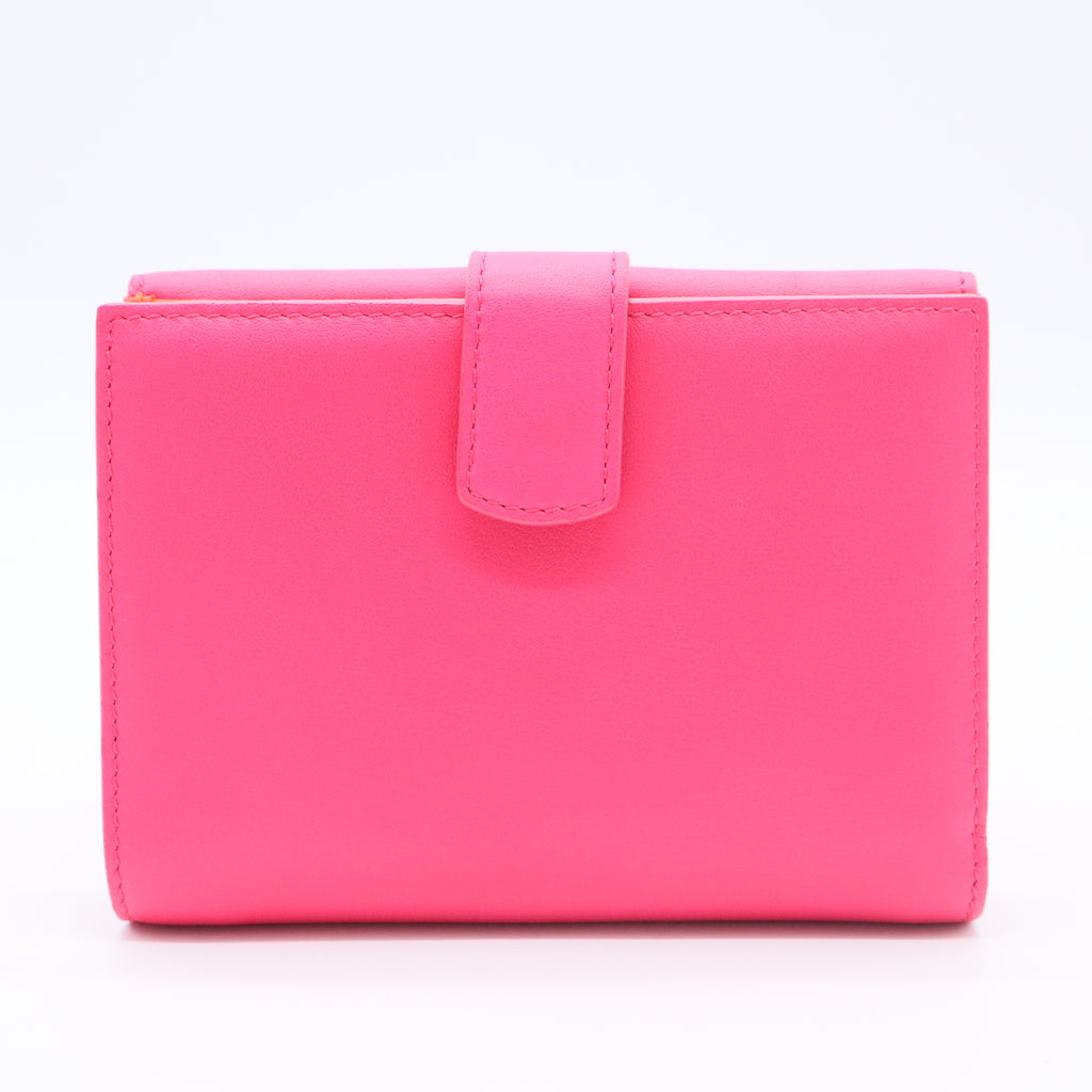 Calfskin Bi-Color Envelope Wallet Pink Orange