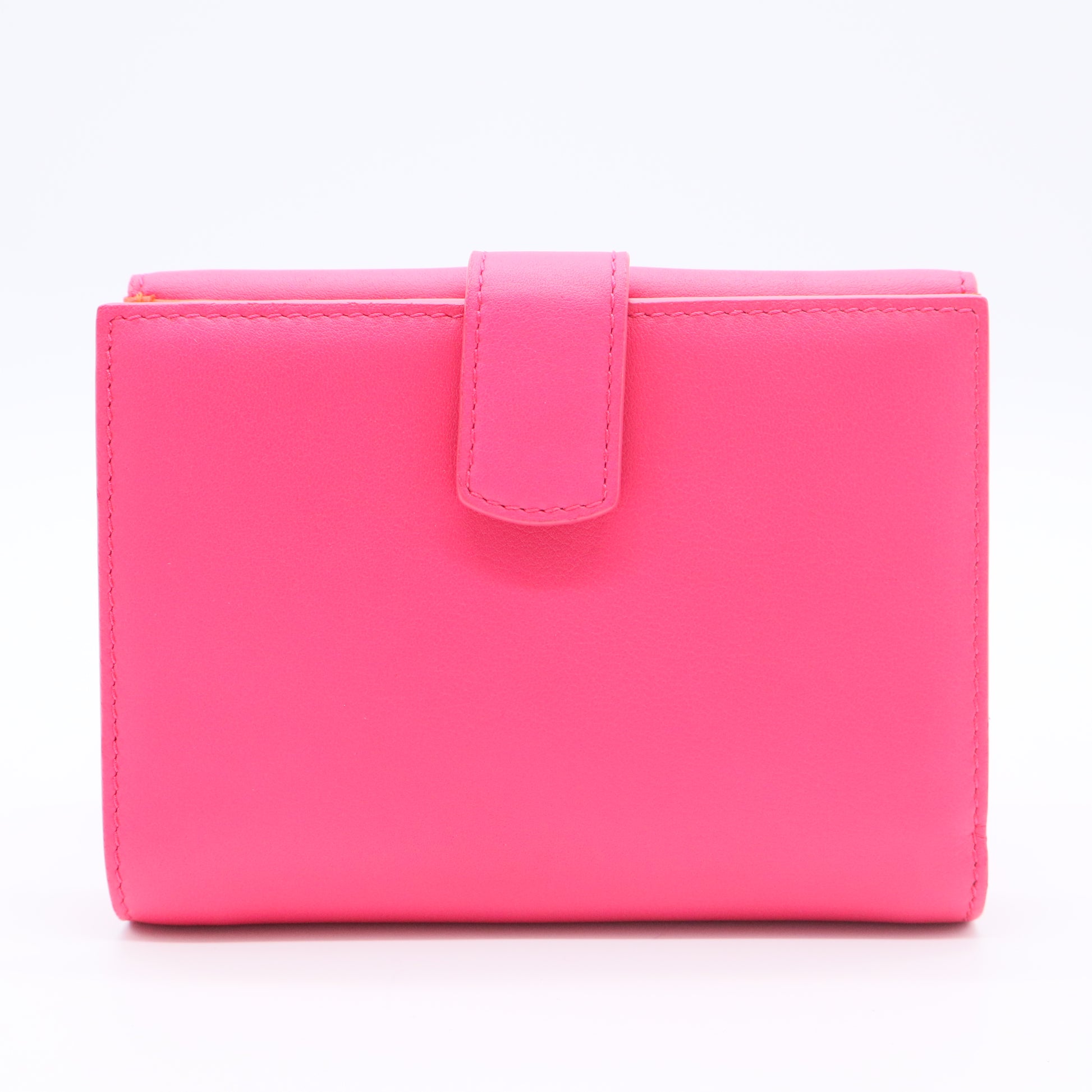 Calfskin Bi-Color Envelope Wallet Pink Orange