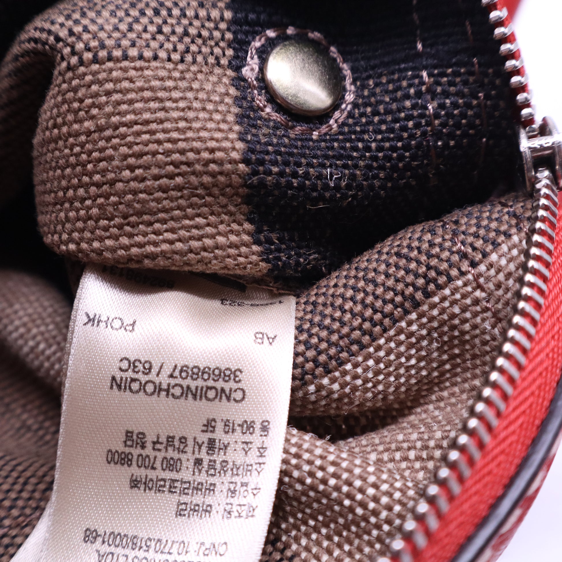 Burberry Canvas Mega Check Medium Tottenham Brit Tote Cadmium Red B21239