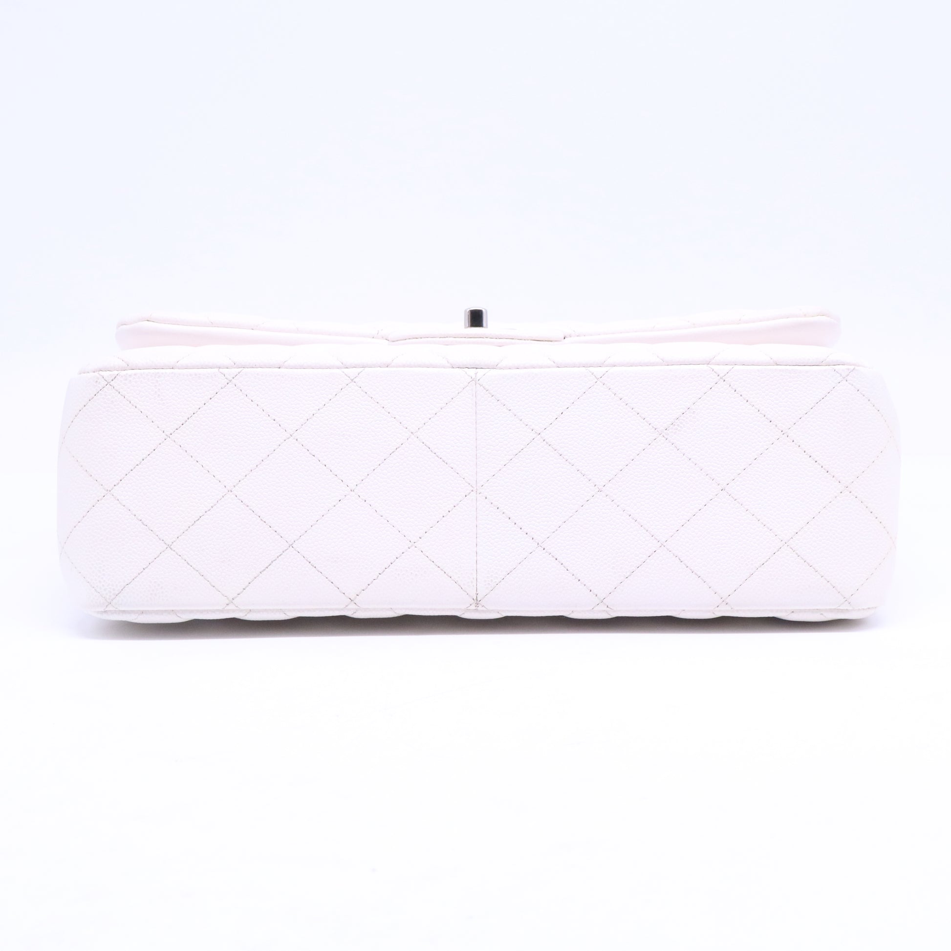 White Quilted Caviar Leather Classic Single Jumbo Flap Bag B21125