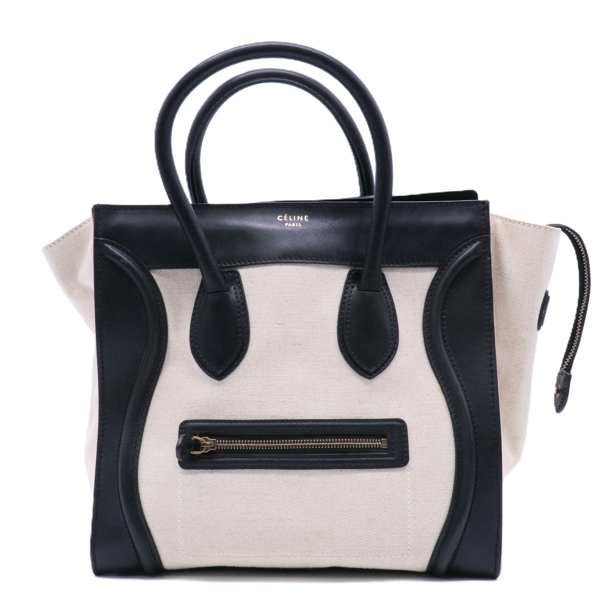 Bicolor Luggage Bag Canvas and Leather Mini