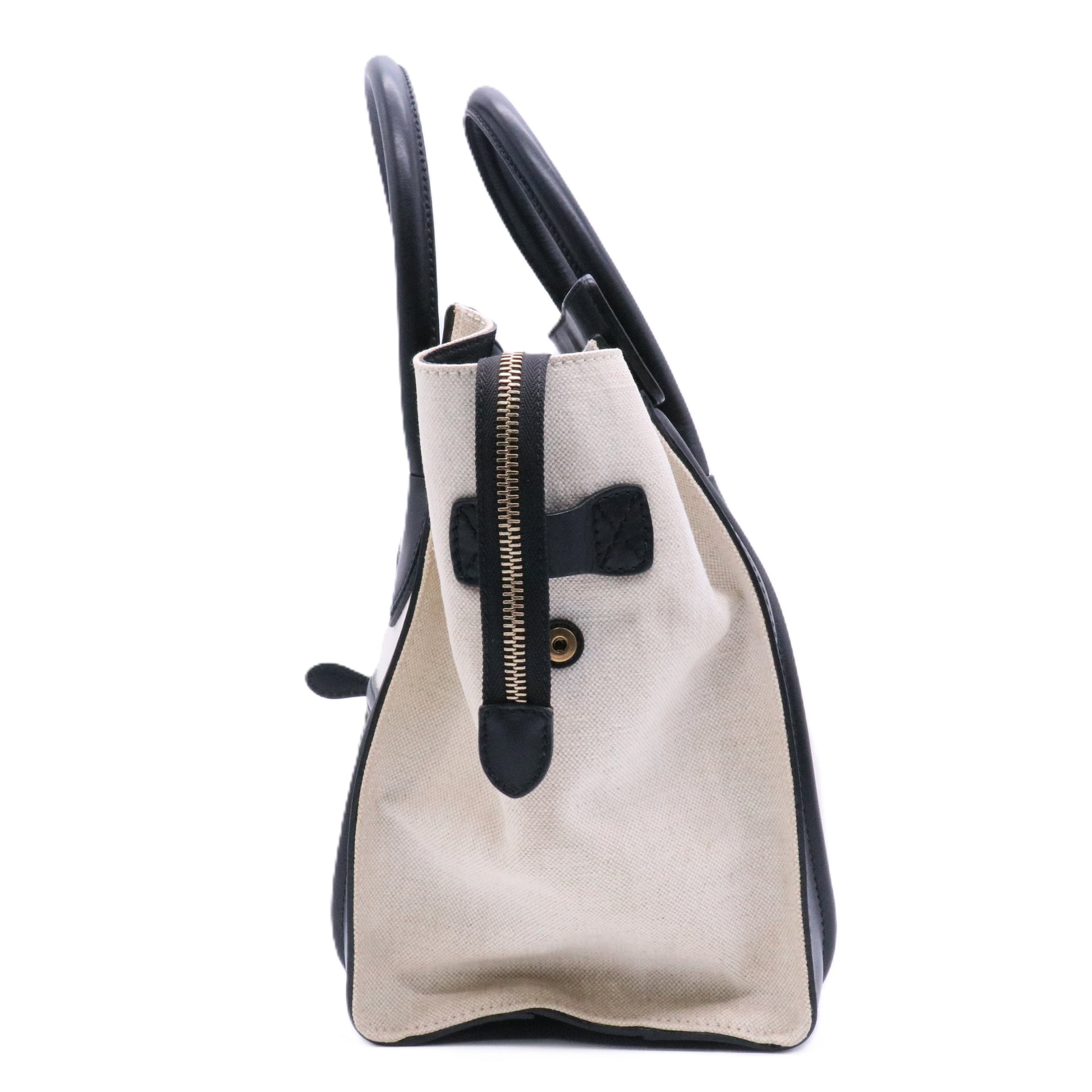 Bicolor Luggage Bag Canvas and Leather Mini