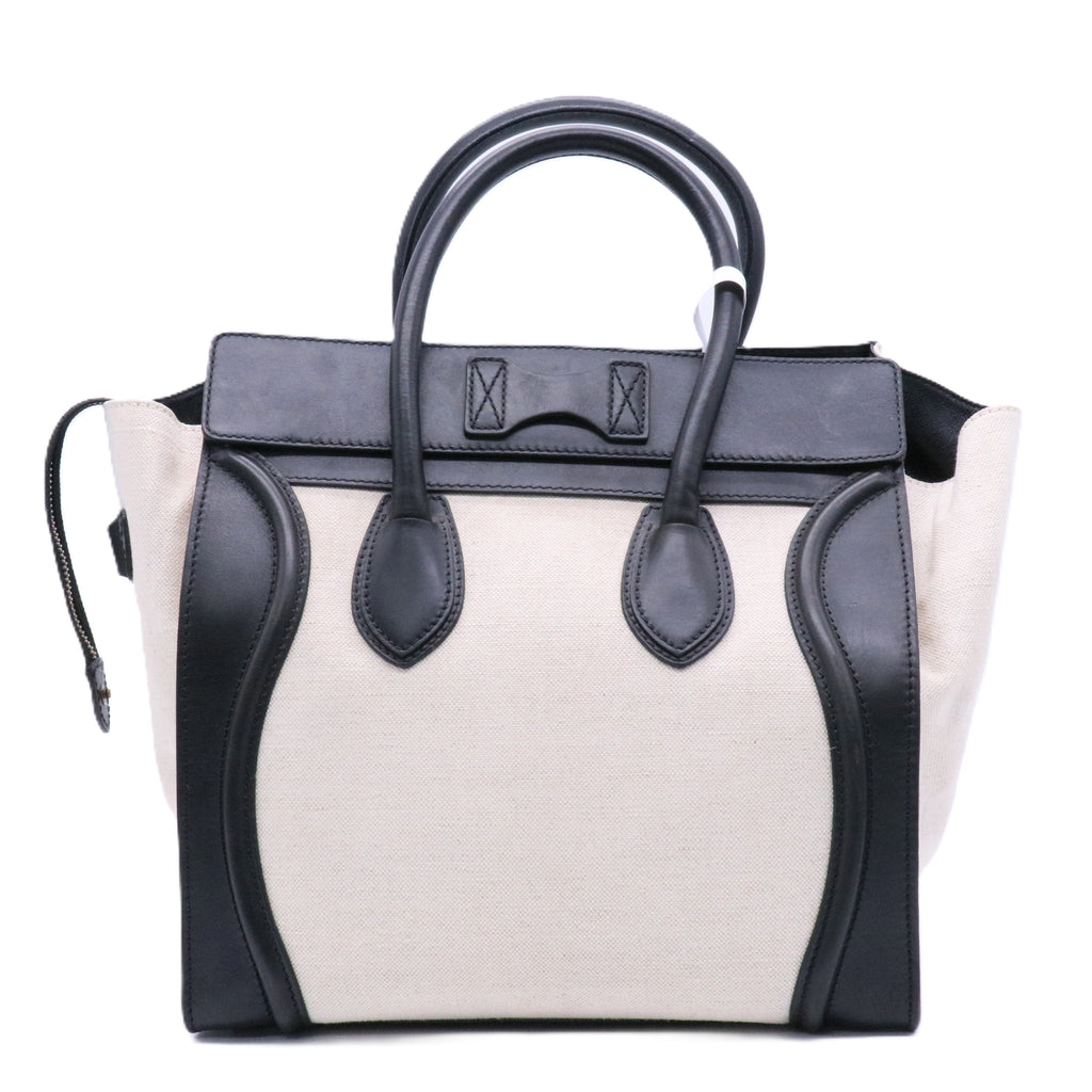Bicolor Luggage Bag Canvas and Leather Mini