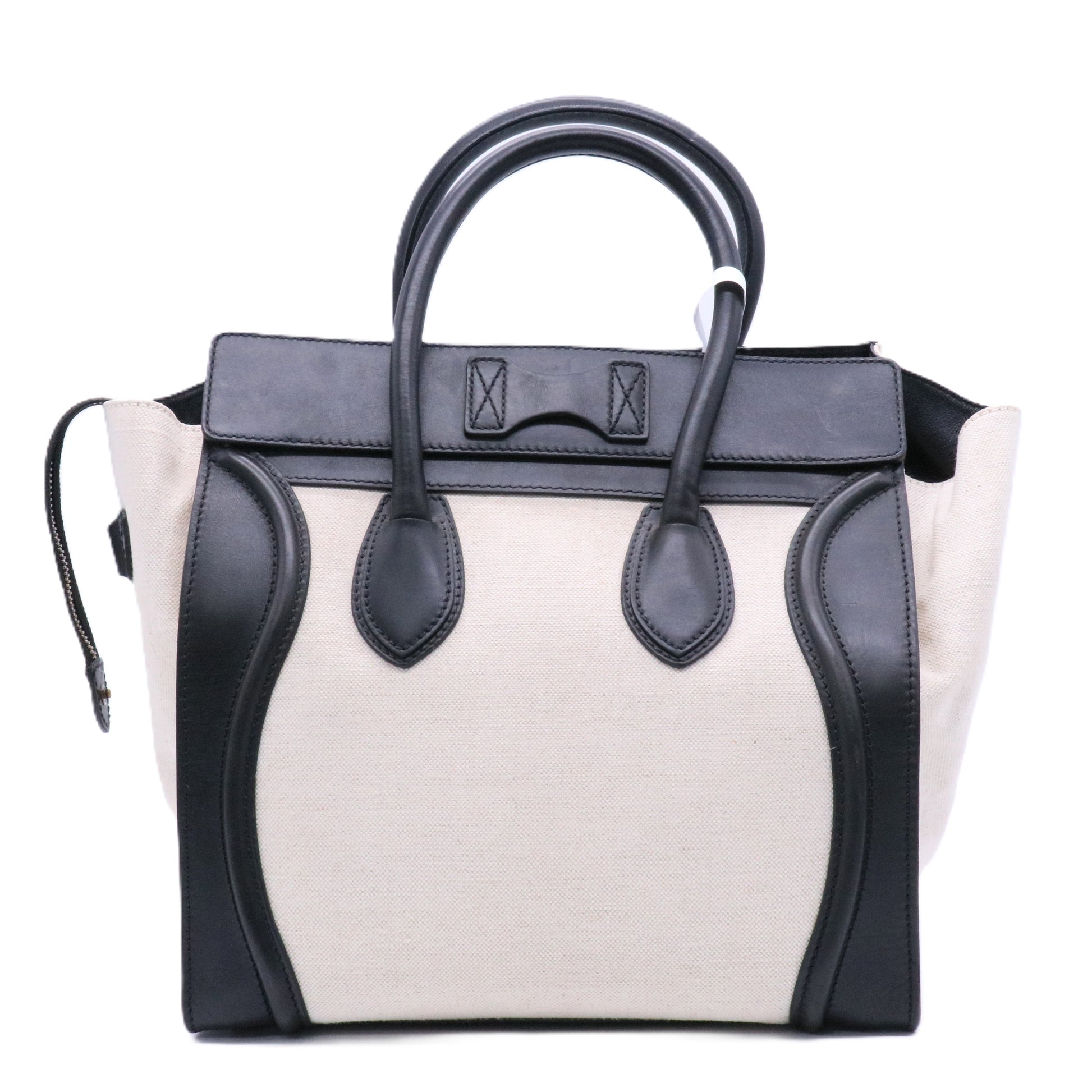 Bicolor Luggage Bag Canvas and Leather Mini