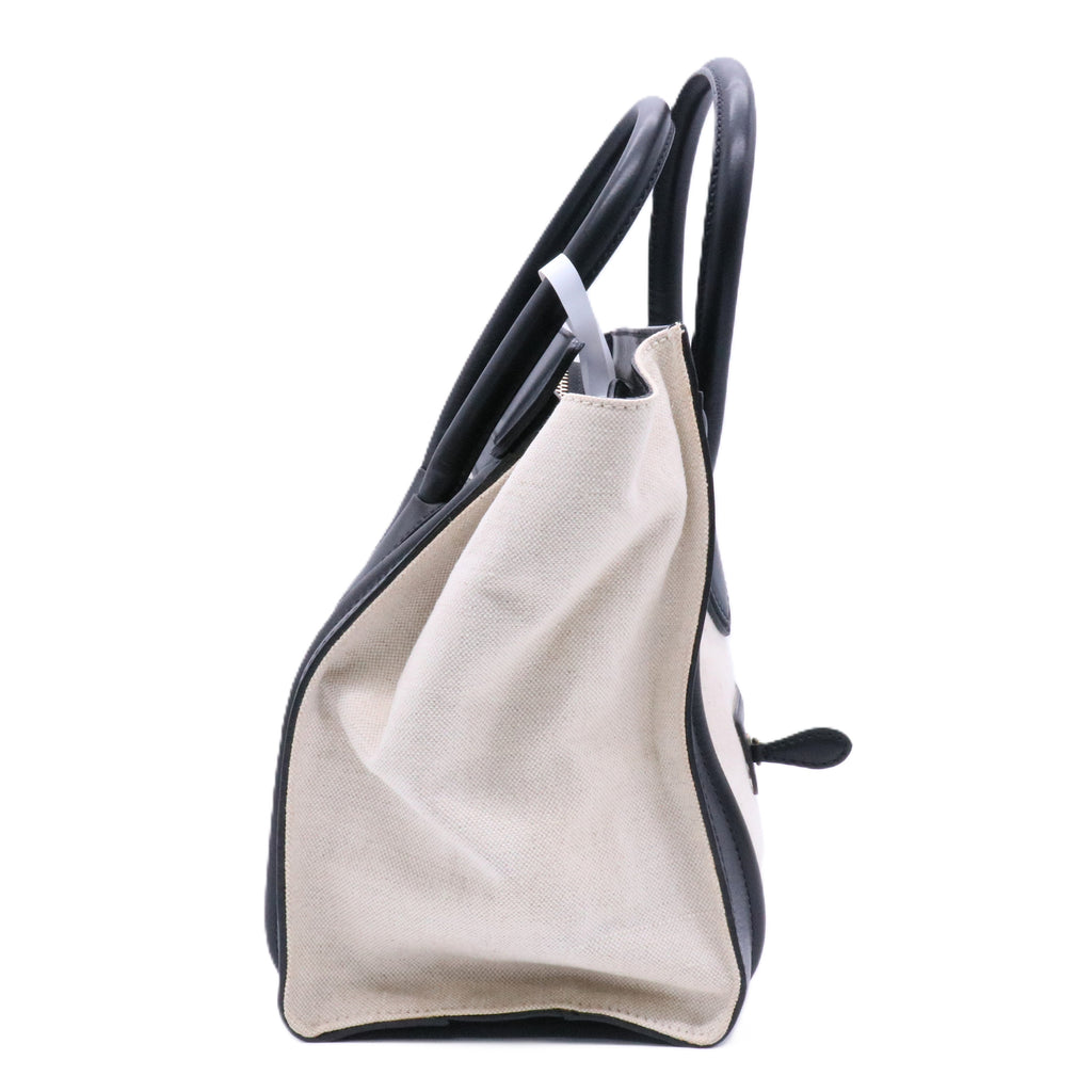 Bicolor Luggage Bag Canvas and Leather Mini