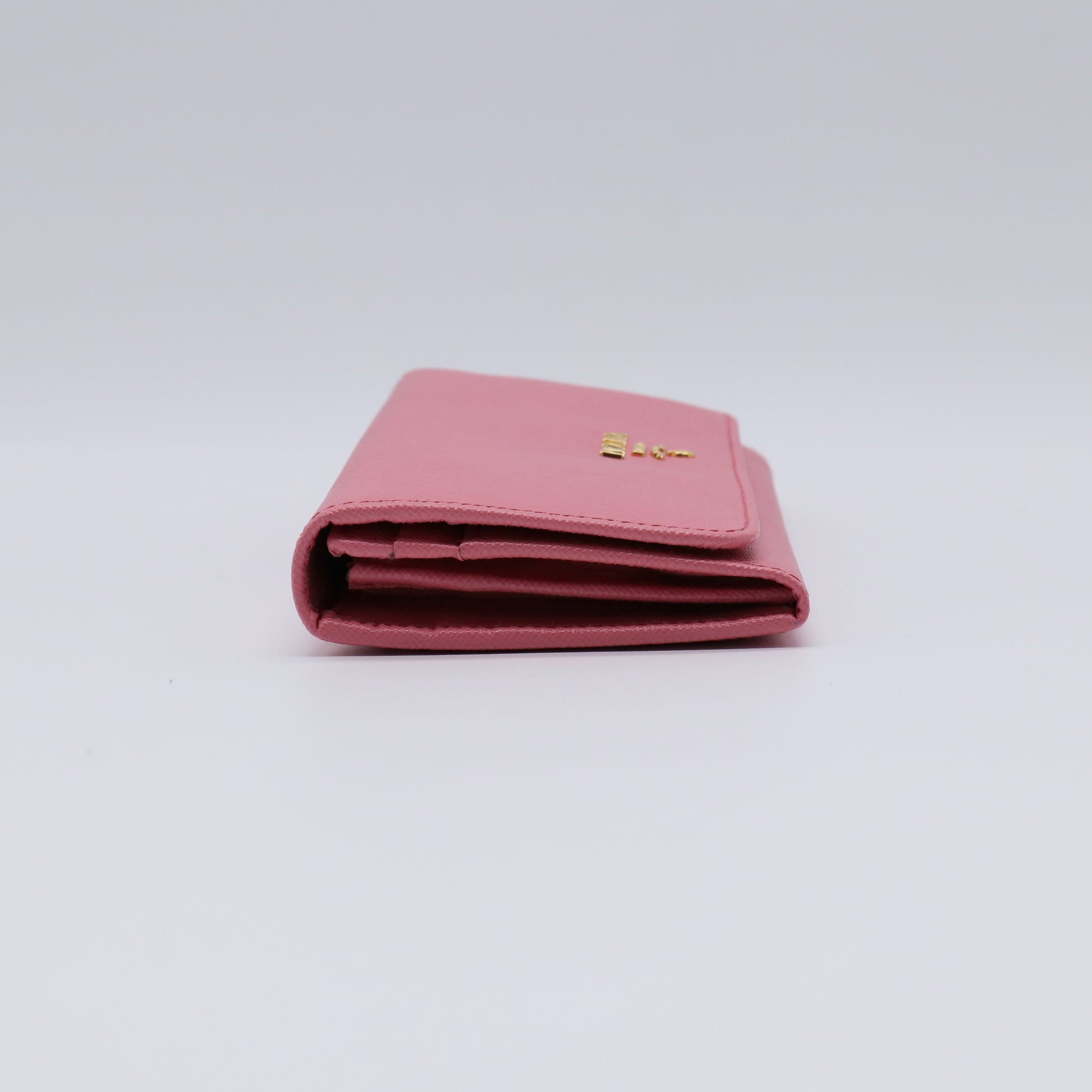 Prada Saffiano Metal Oro Continental Flap Wallet Pink W21461