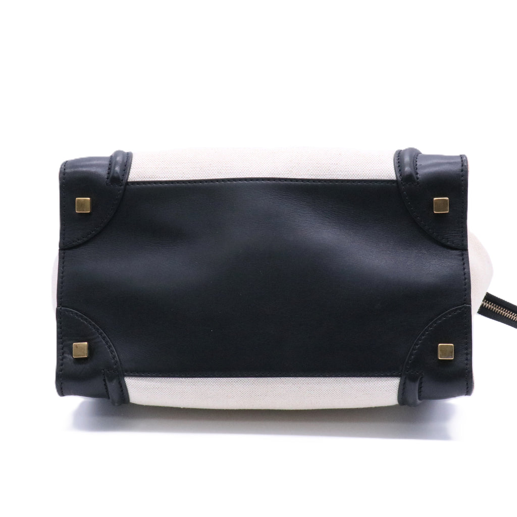 Bicolor Luggage Bag Canvas and Leather Mini