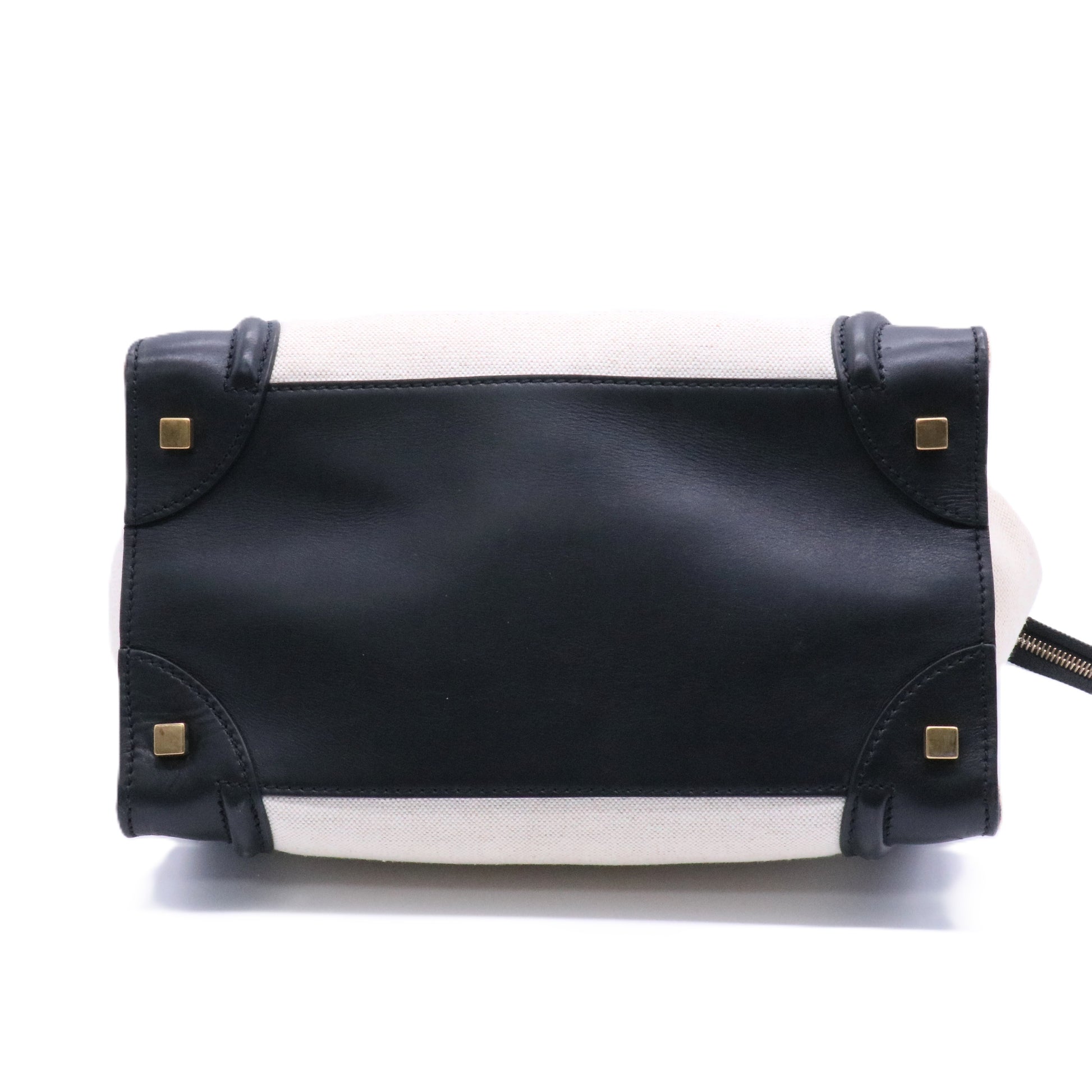 Bicolor Luggage Bag Canvas and Leather Mini