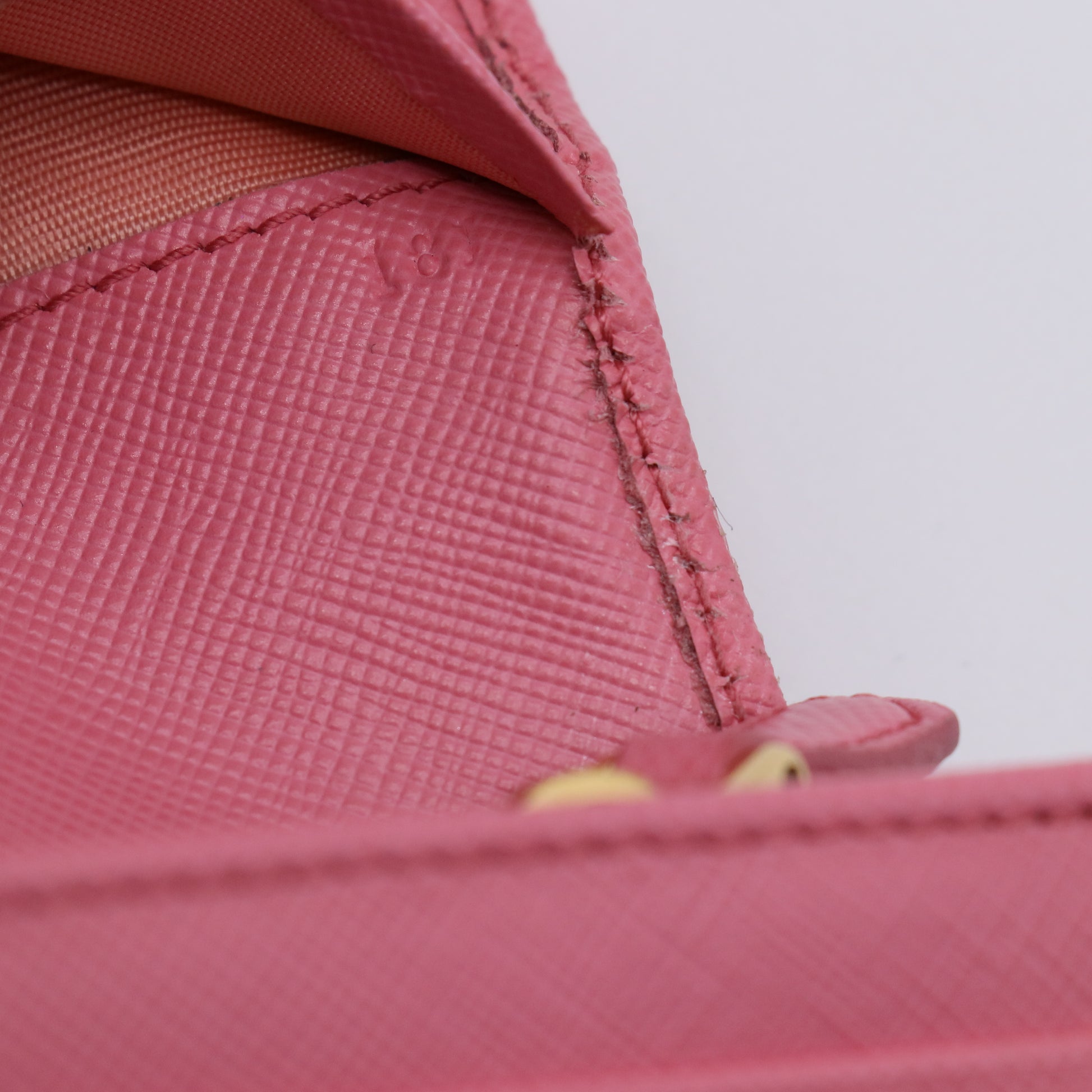 Prada Saffiano Metal Oro Continental Flap Wallet Pink W21461