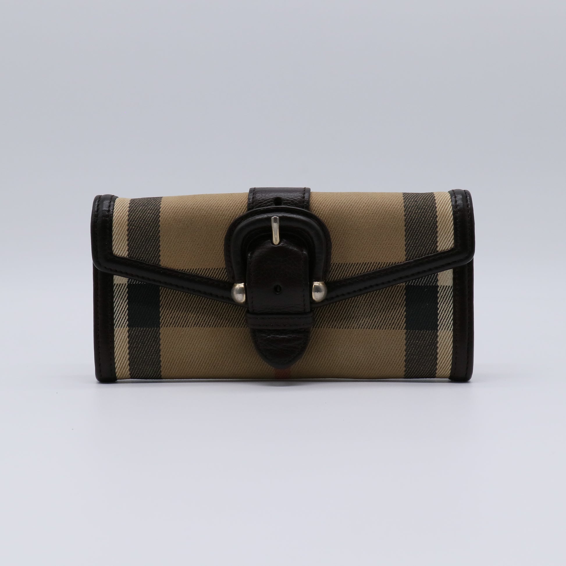 Burberry House Check Canvas Leather Buckle Continental Wallet W21295