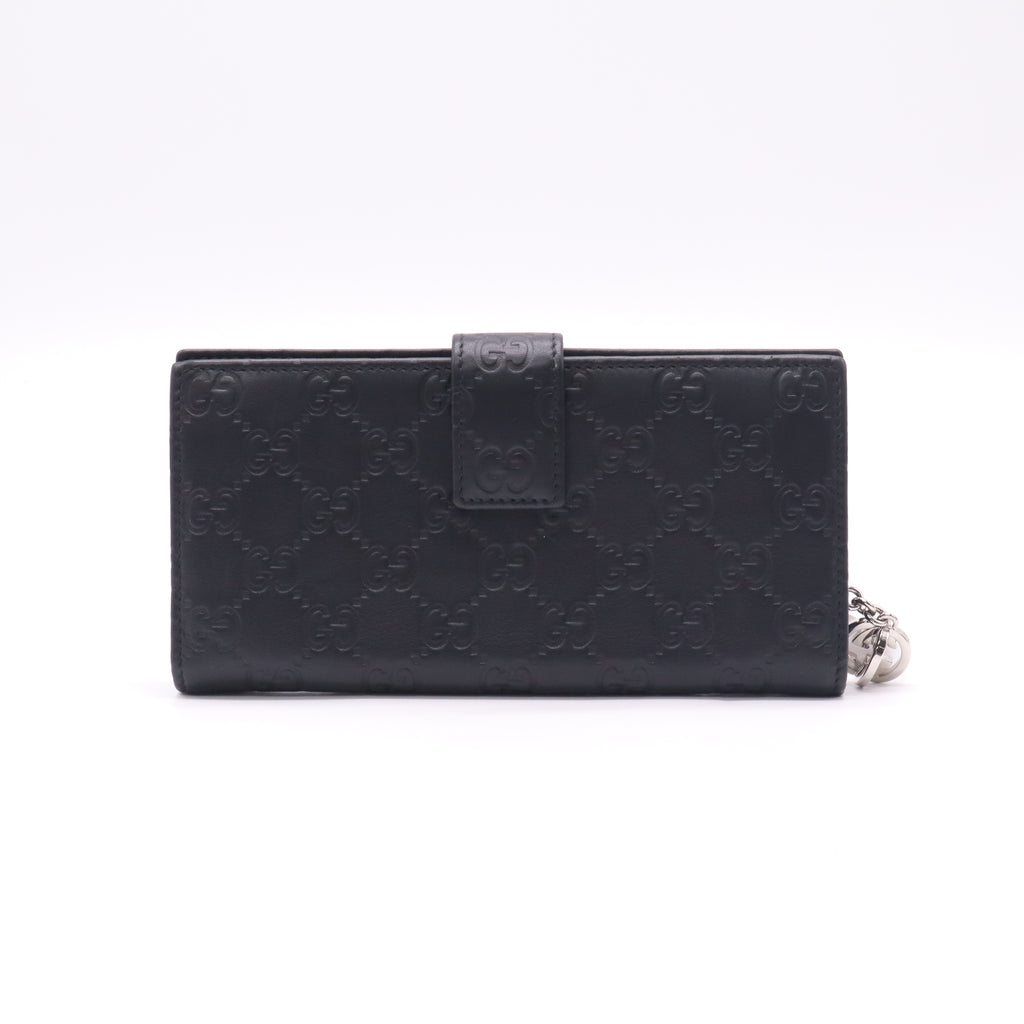 Black Guccissima Leather Continental Wallet W22569
