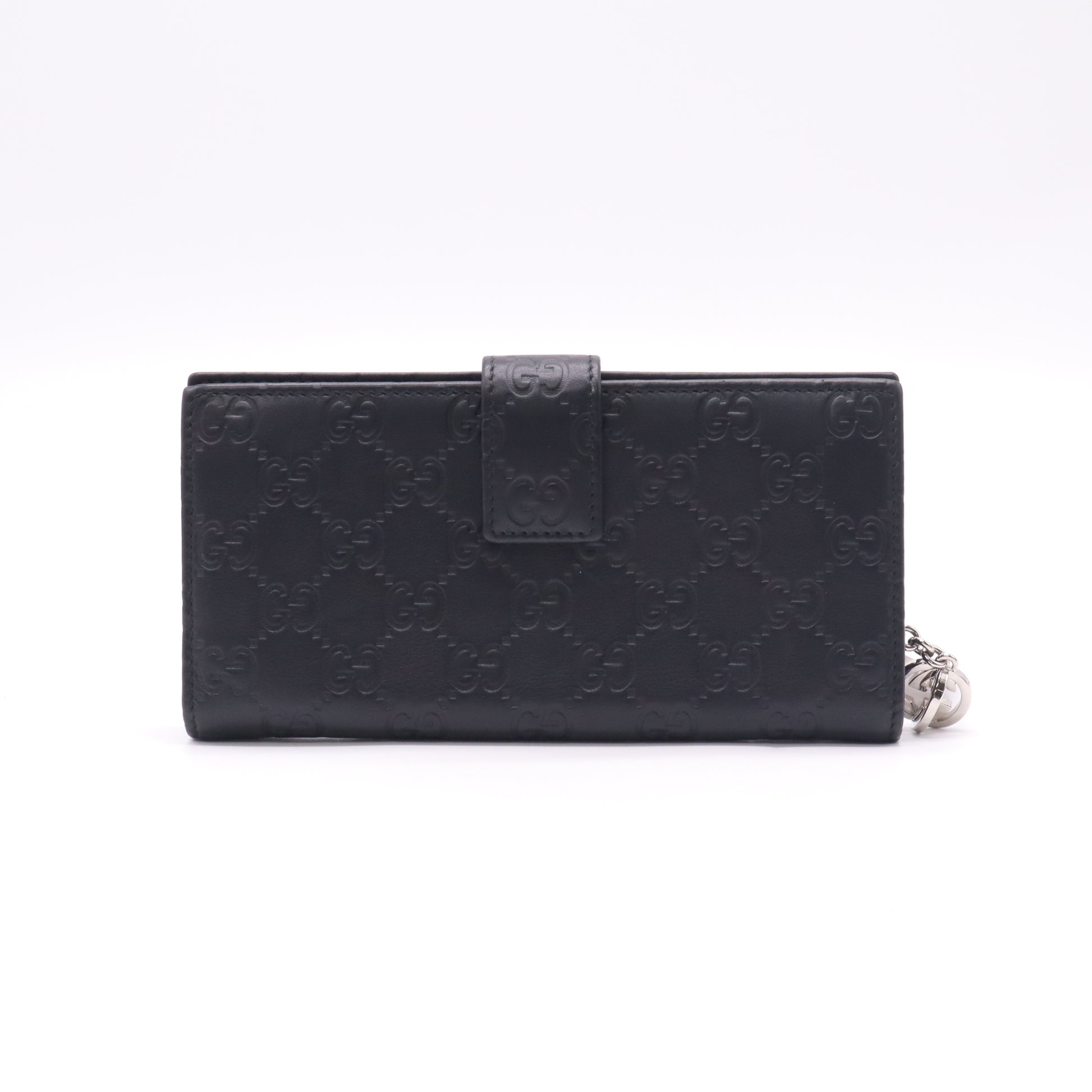 Black Guccissima Leather Continental Wallet W22569