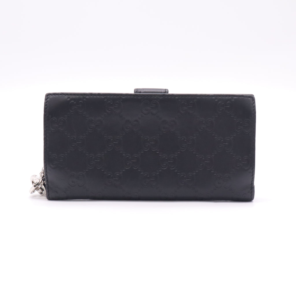 Black Guccissima Leather Continental Wallet W22569
