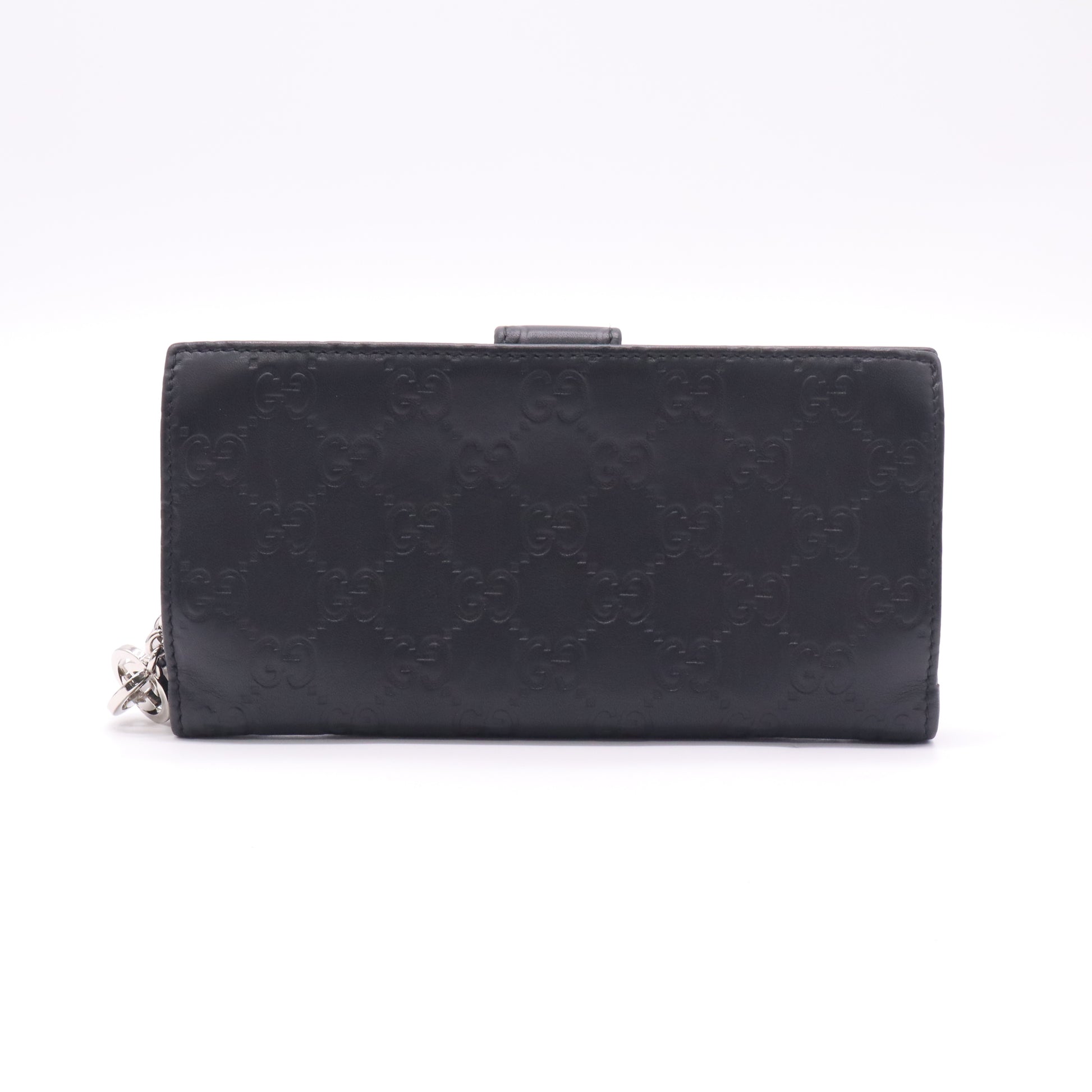 Black Guccissima Leather Continental Wallet W22569