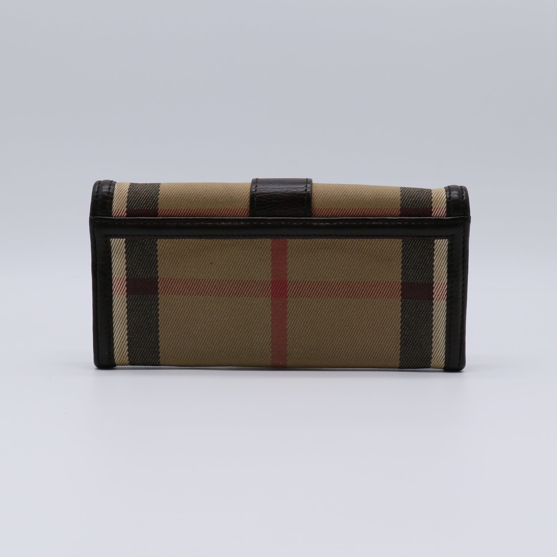 Burberry House Check Canvas Leather Buckle Continental Wallet W21295