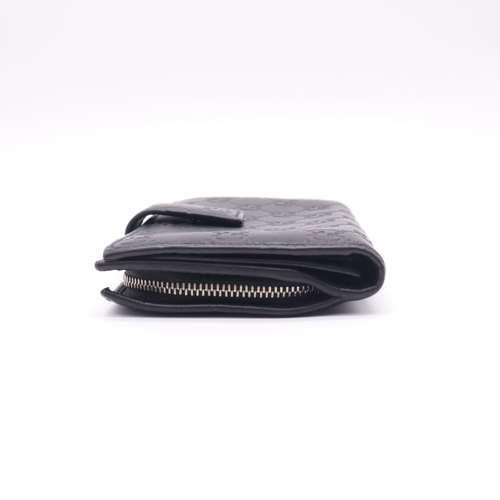 Black Guccissima Leather Continental Wallet W22569