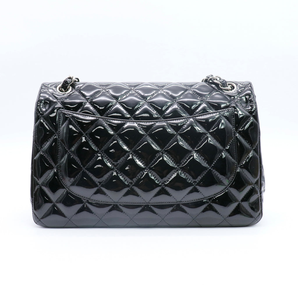 Lined  Flap Bag Black Patent Leather twins