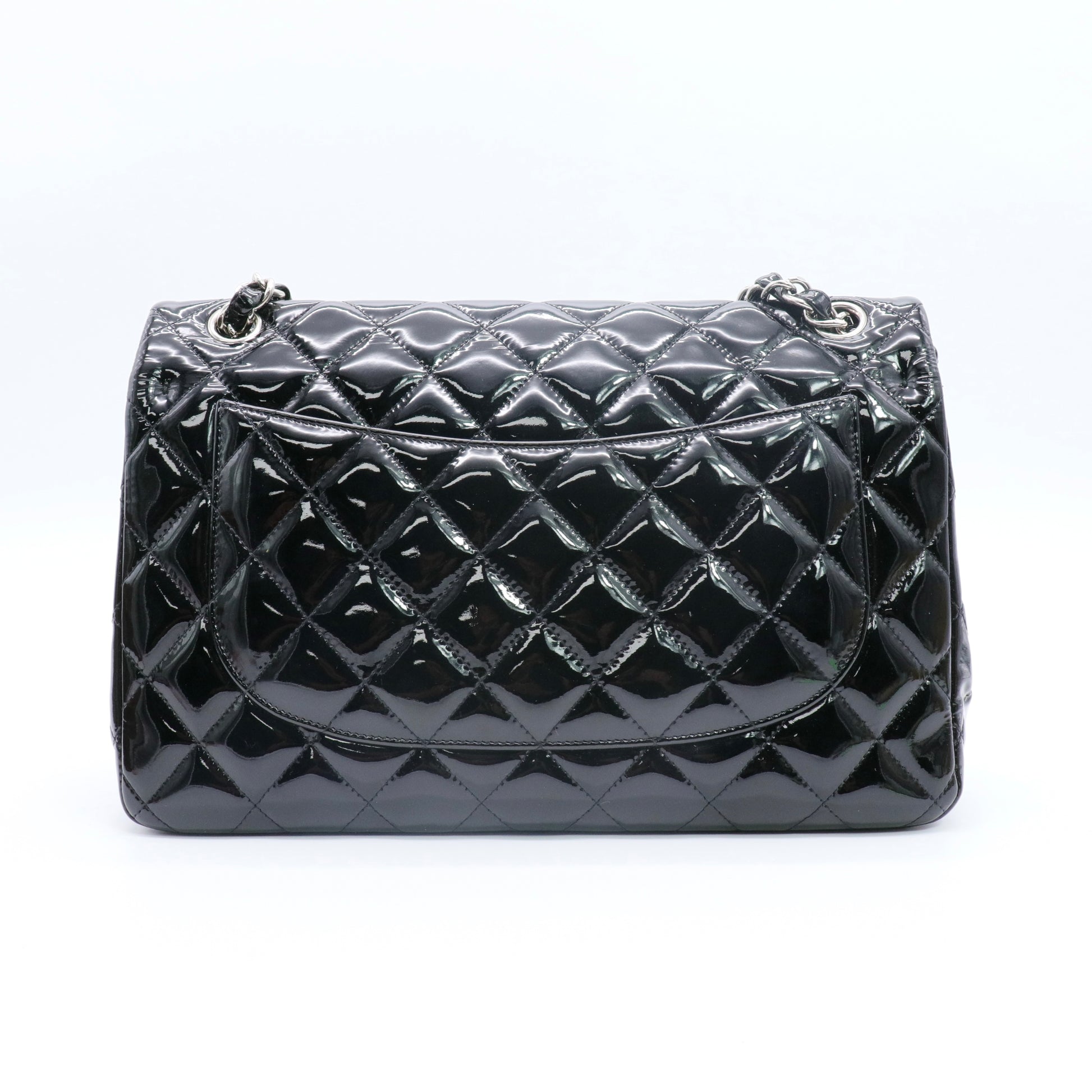 Lined  Flap Bag Black Patent Leather twins
