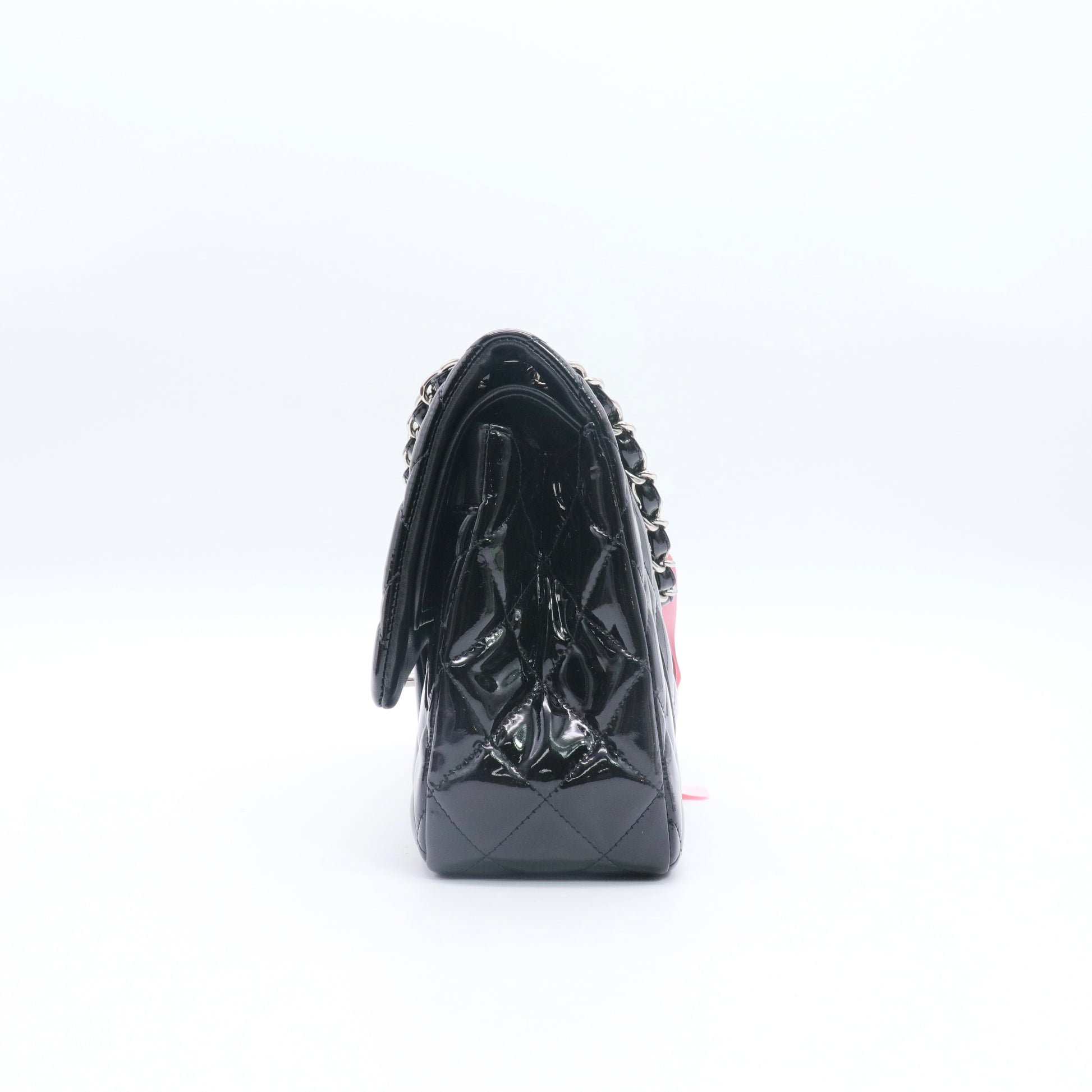 Lined  Flap Bag Black Patent Leather twins