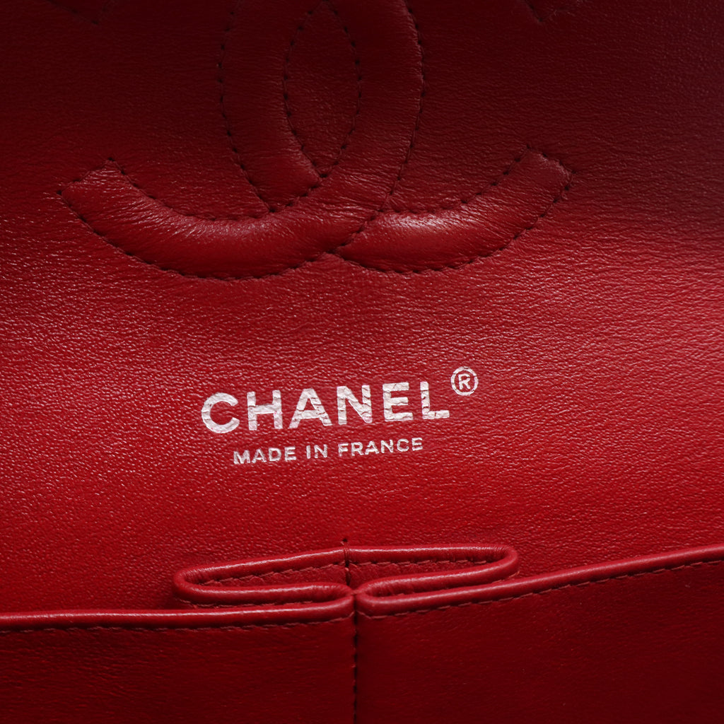 Metallic Caviar Quilted Medium Double Flap Red