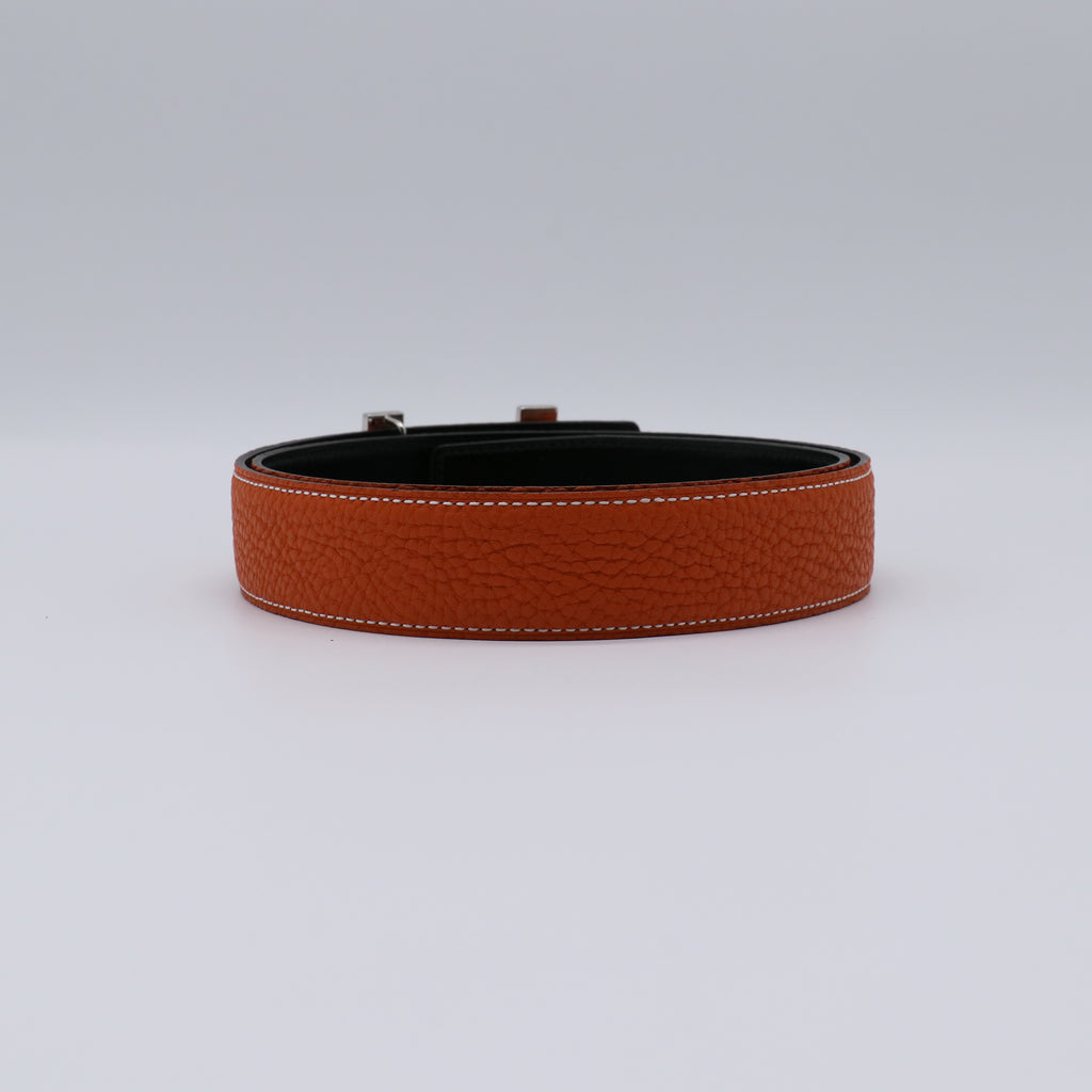 Hermes Togo Black Box Reversible Enamel H Belt W21351