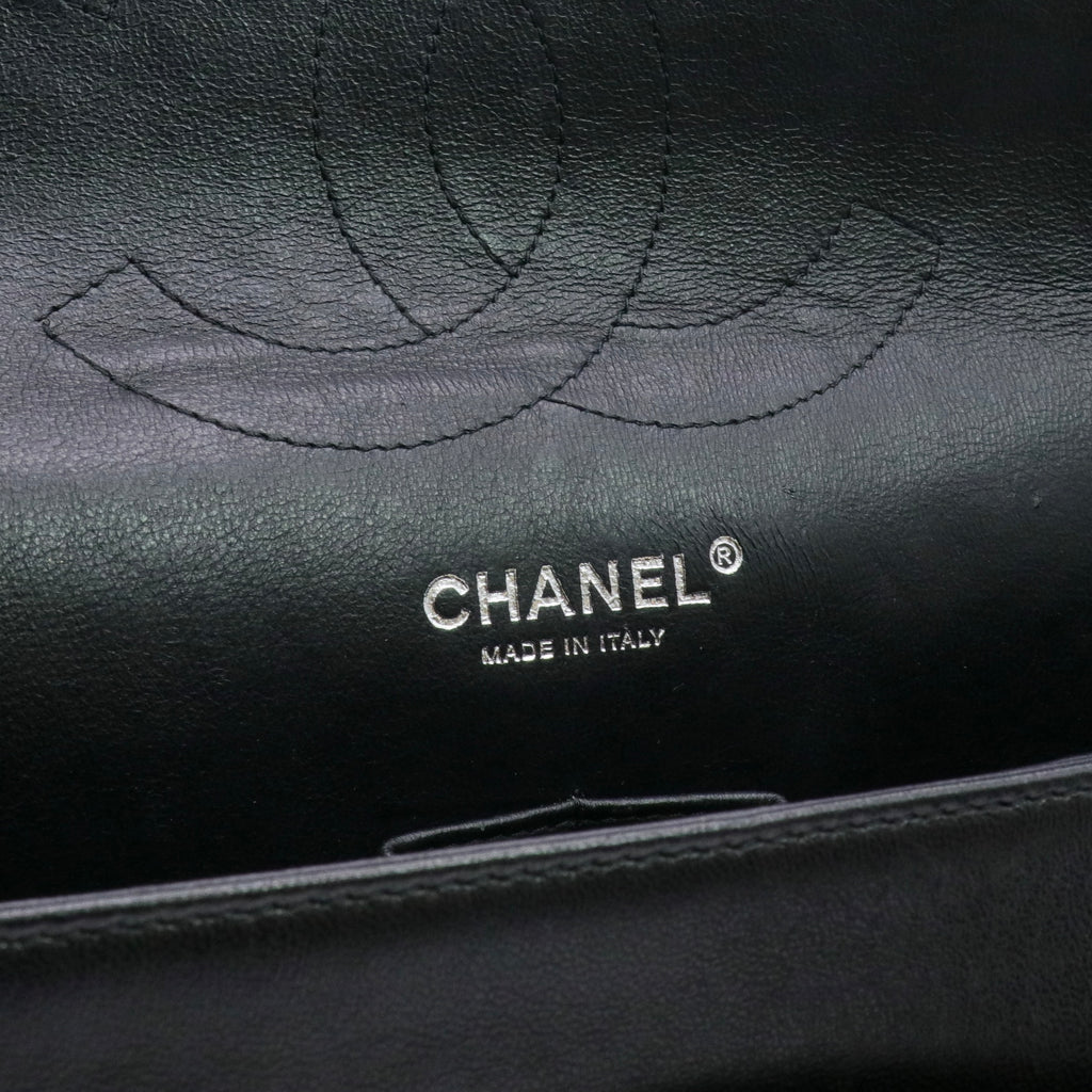 Lined  Flap Bag Black Patent Leather twins