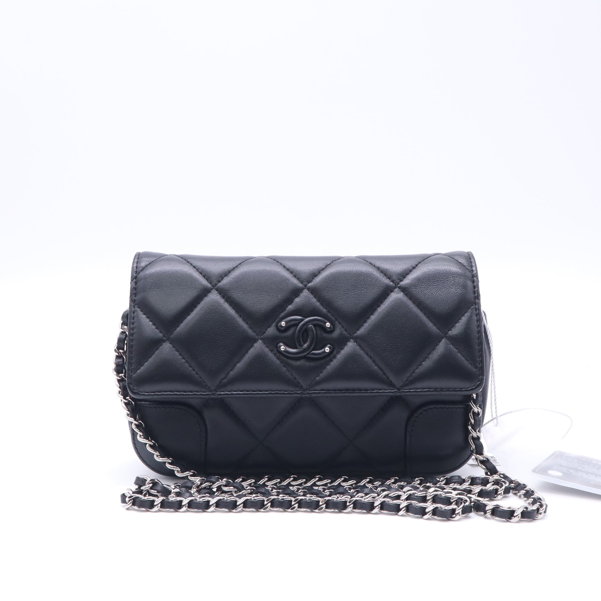 Chanel Lambskin Quilted So Black Studded CC Belt Flap Bag Twins LDZ933