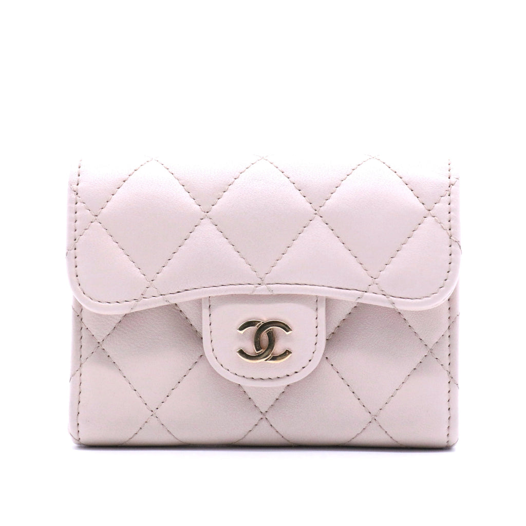 Caviar Quilted Compact Flap Wallet Light Pink