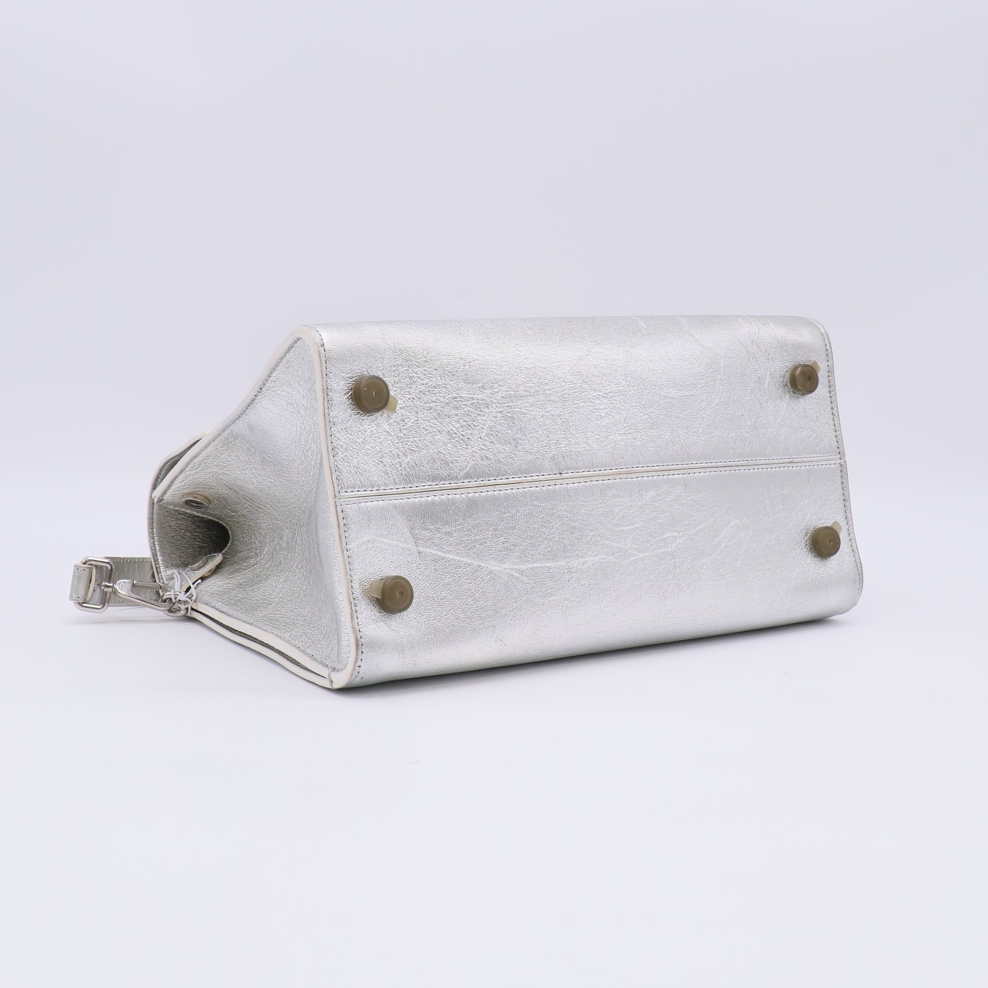 Christian Dior Silver Pebbled Leather Medium Diorever Bag Twins LDZ382