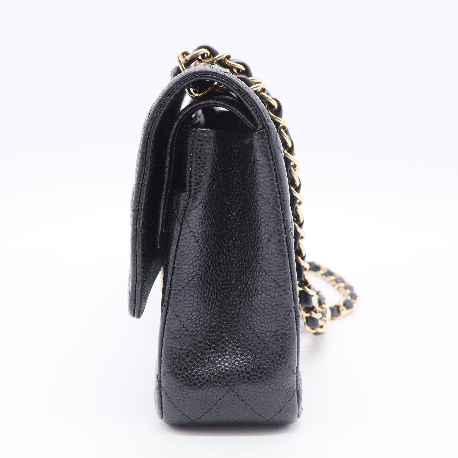 Caviar Quilted Medium Double Flap Black