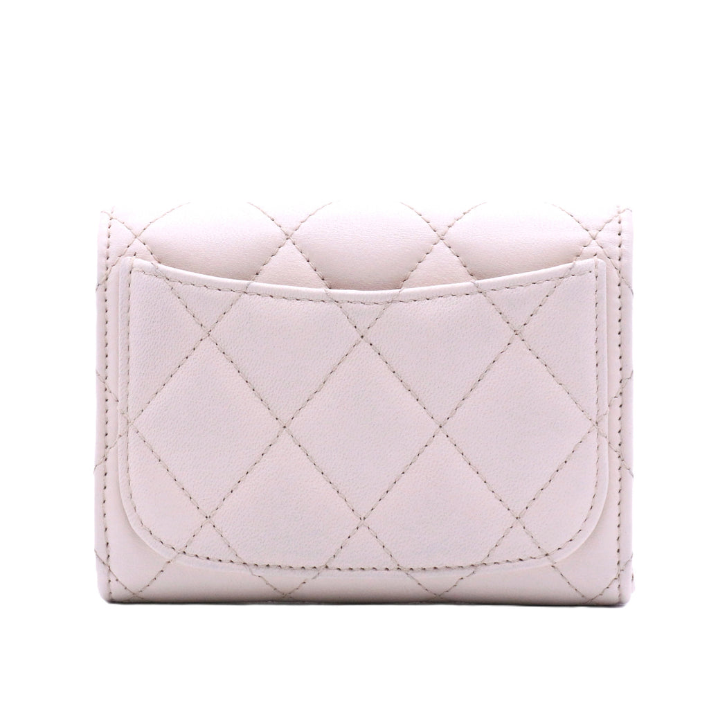 Caviar Quilted Compact Flap Wallet Light Pink