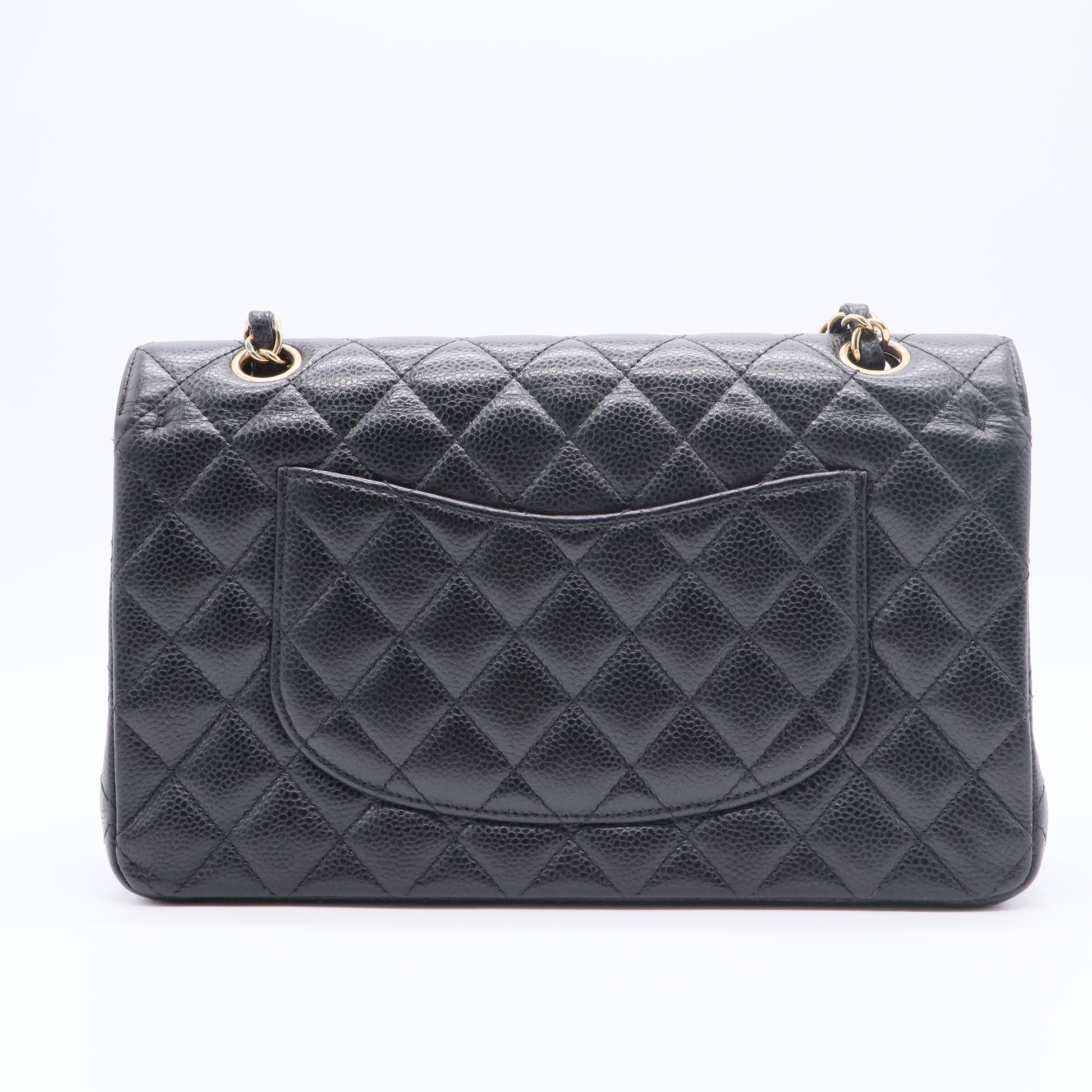 Caviar Quilted Medium Double Flap Black