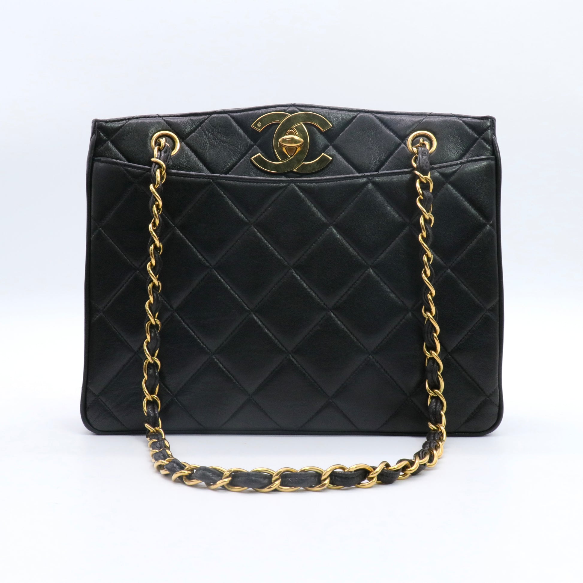 Lambskin Quilted CC Shoulder Bag Black twins