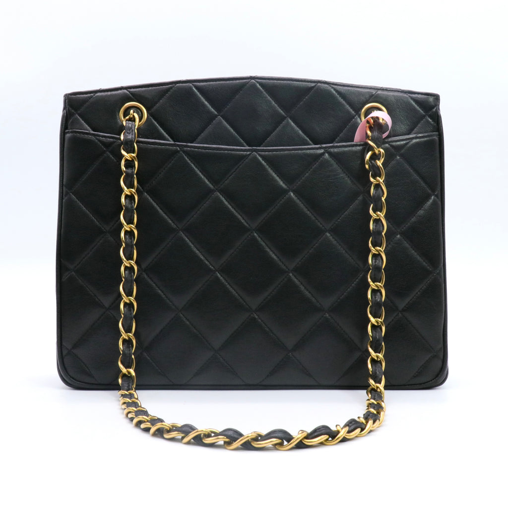 Lambskin Quilted CC Shoulder Bag Black twins