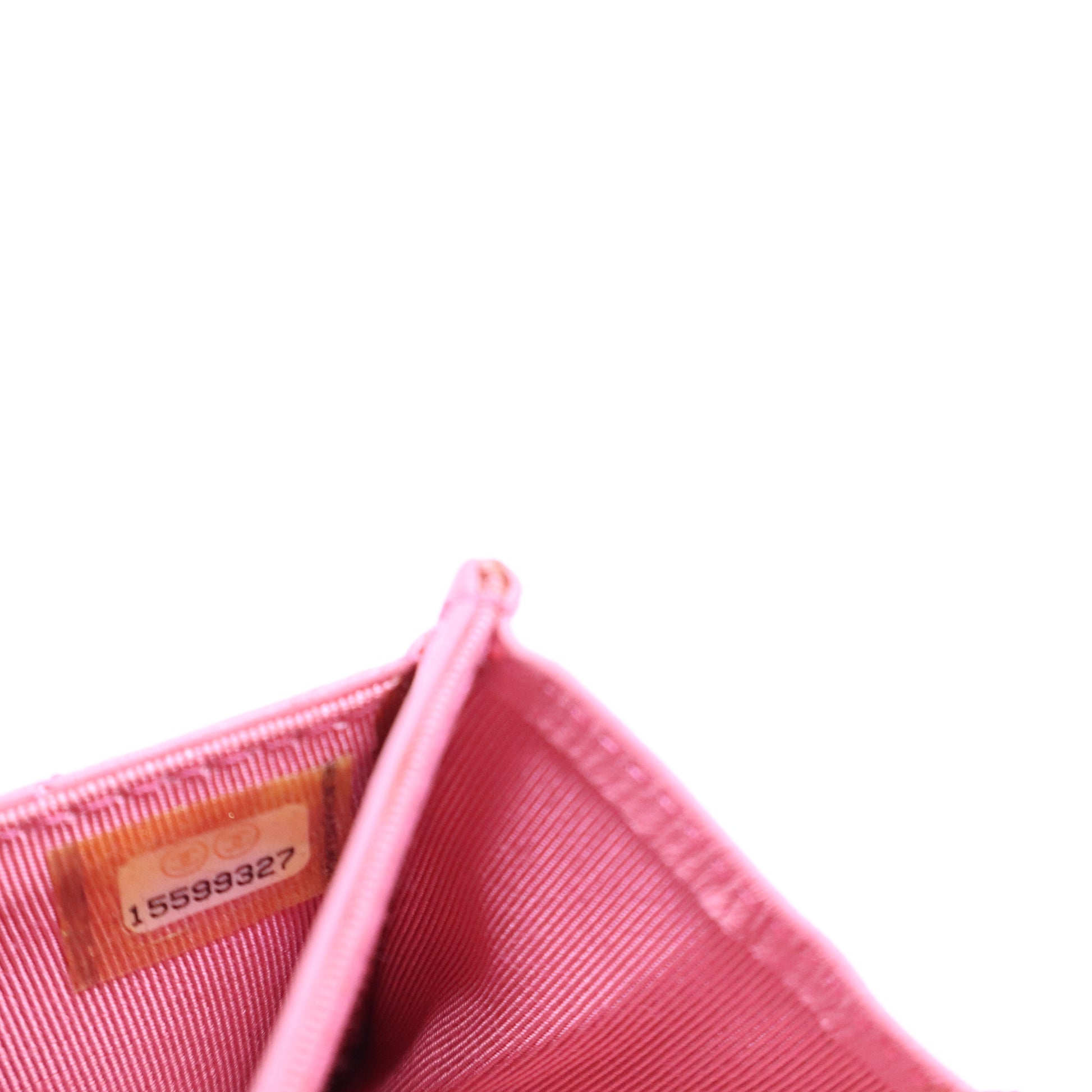 Pink Quilted Lambskin Leather Flap Card Holder